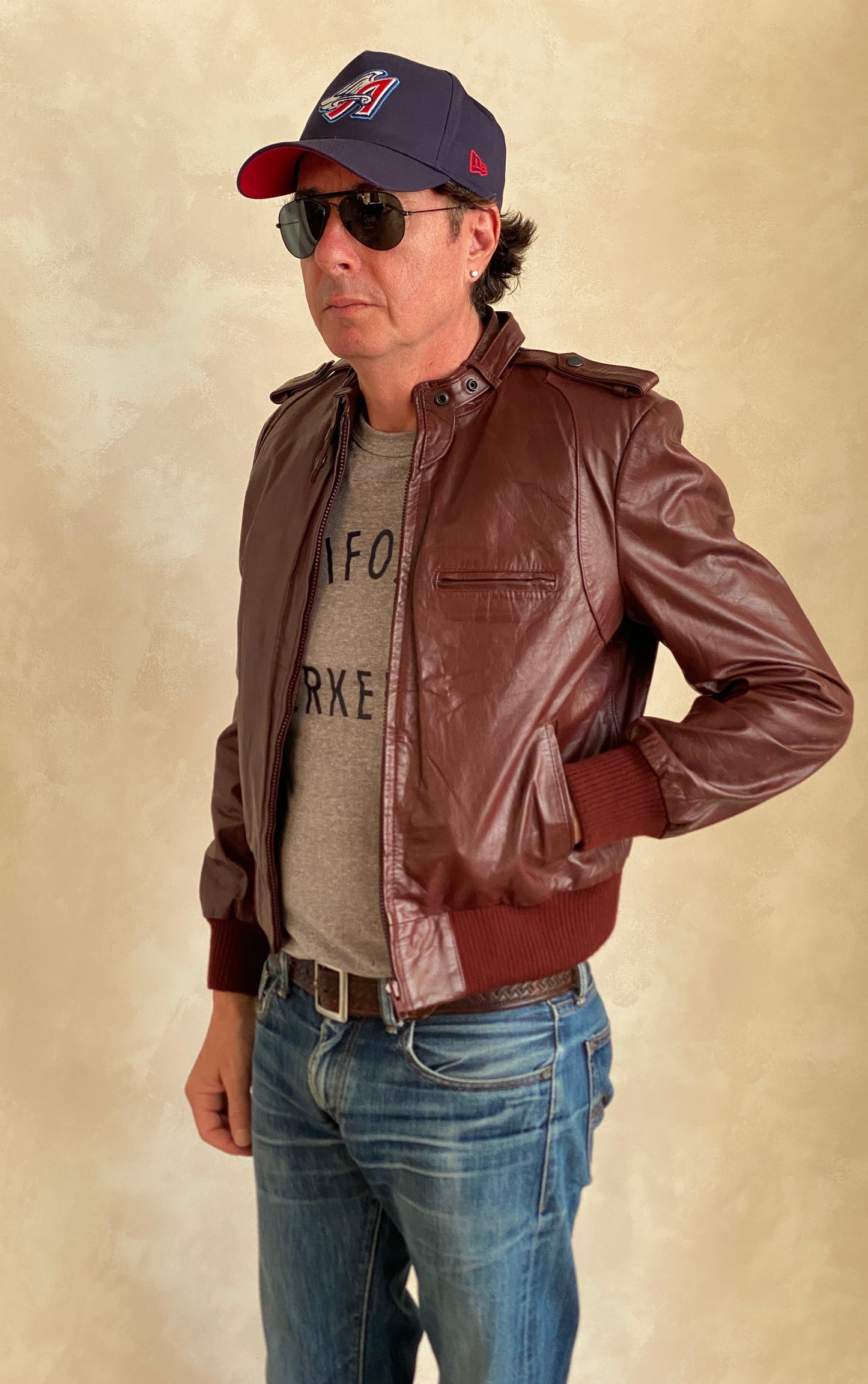 Size 12US Vintage 80s  leather jacket removable lining