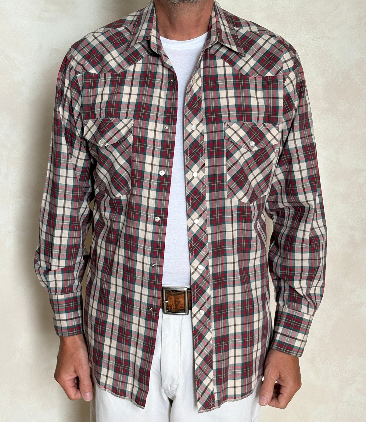 Vintage Rustler Western Plaid Shirt — X-Long Tails — Size Medium