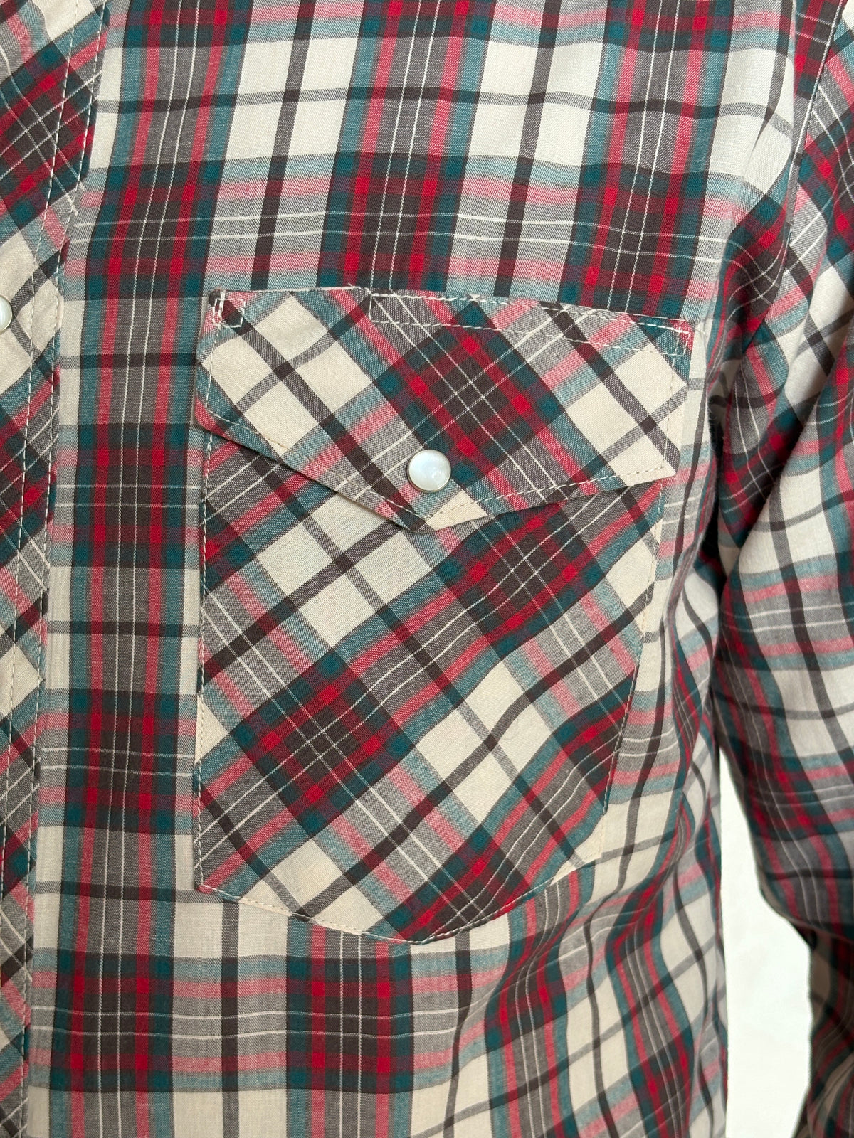 Vintage Rustler Western Plaid Shirt — X-Long Tails — Size Medium