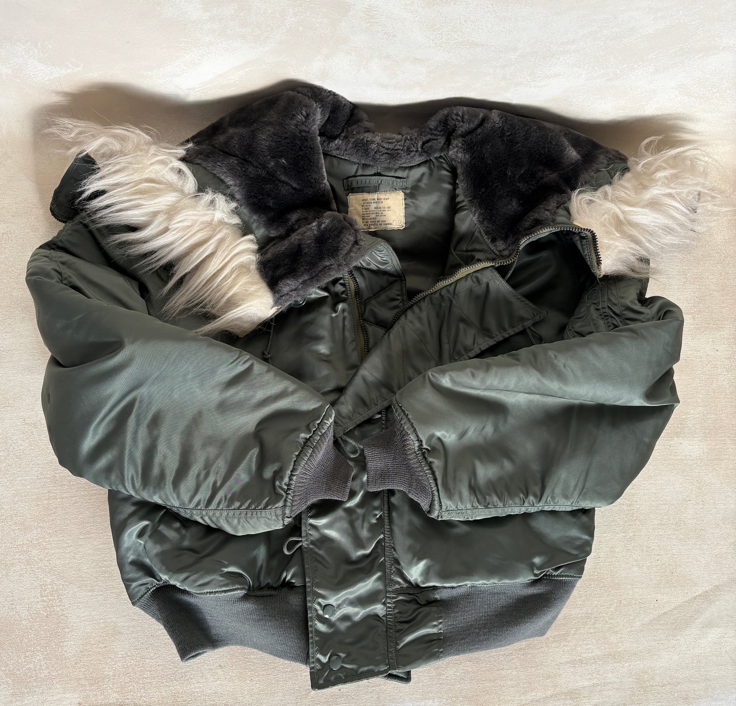 XL  . Authentic 1974 Vintage N2B Military Flight Jacket — Authentic U.S. Air Force Cold Weather Bomber