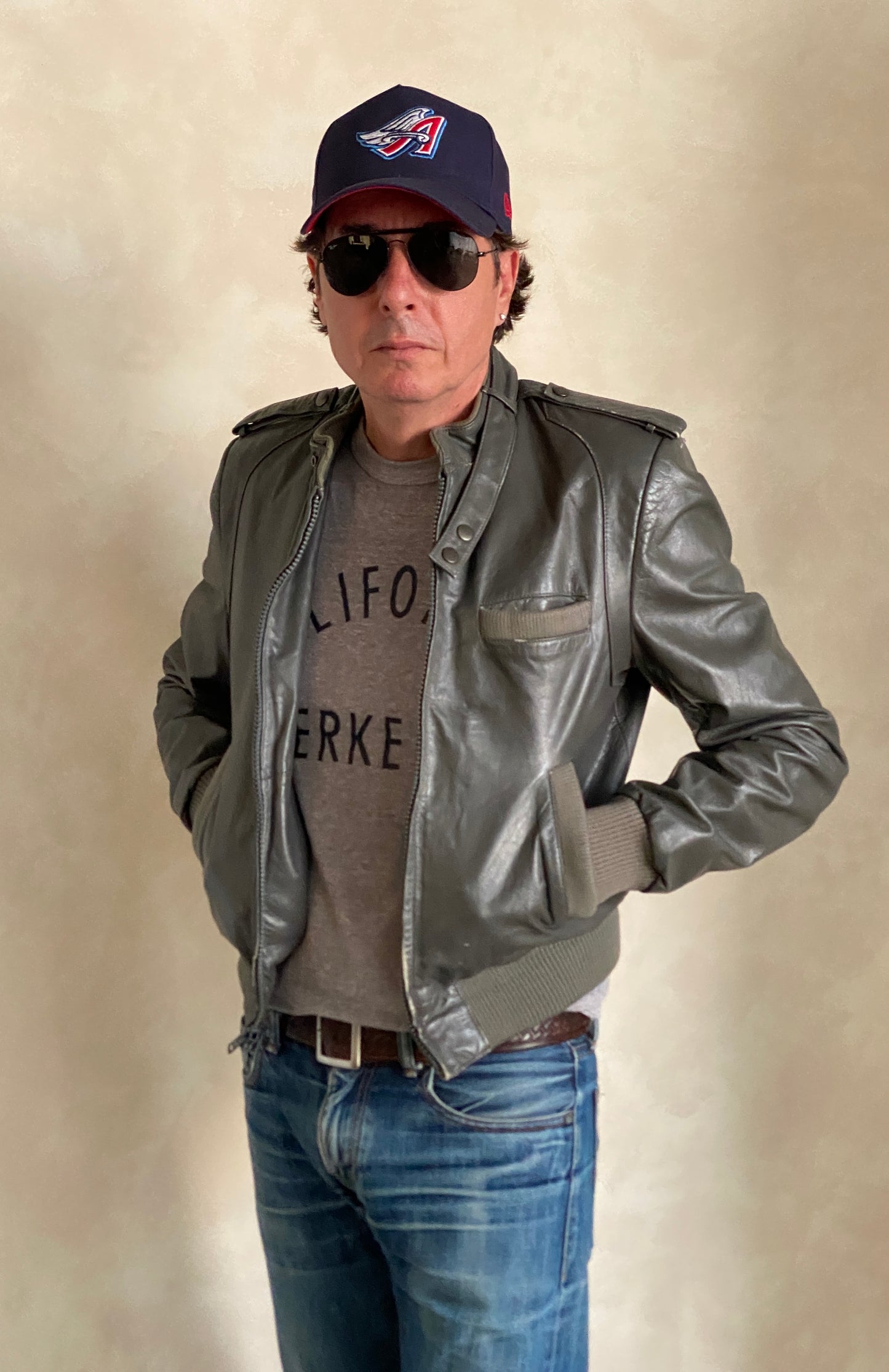 Vintage 1980s leather jacket in retro fashion style, size 38US 48EU