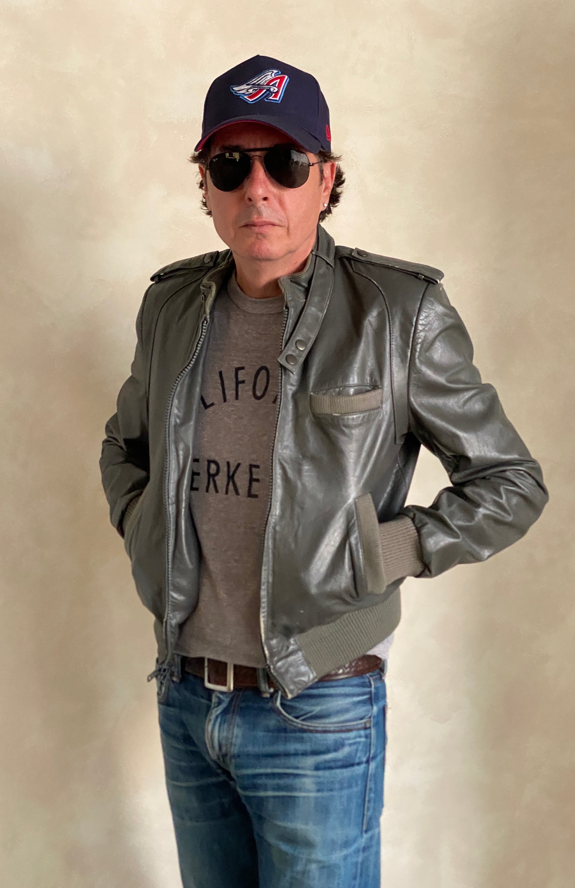 Vintage 1980s leather jacket in retro fashion style, size 38US 48EU