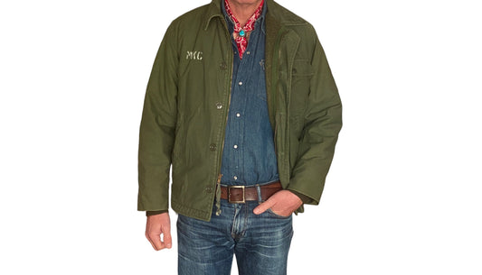 Vintage 1981 US Navy USN deck jacket with wool lining, size Medium.