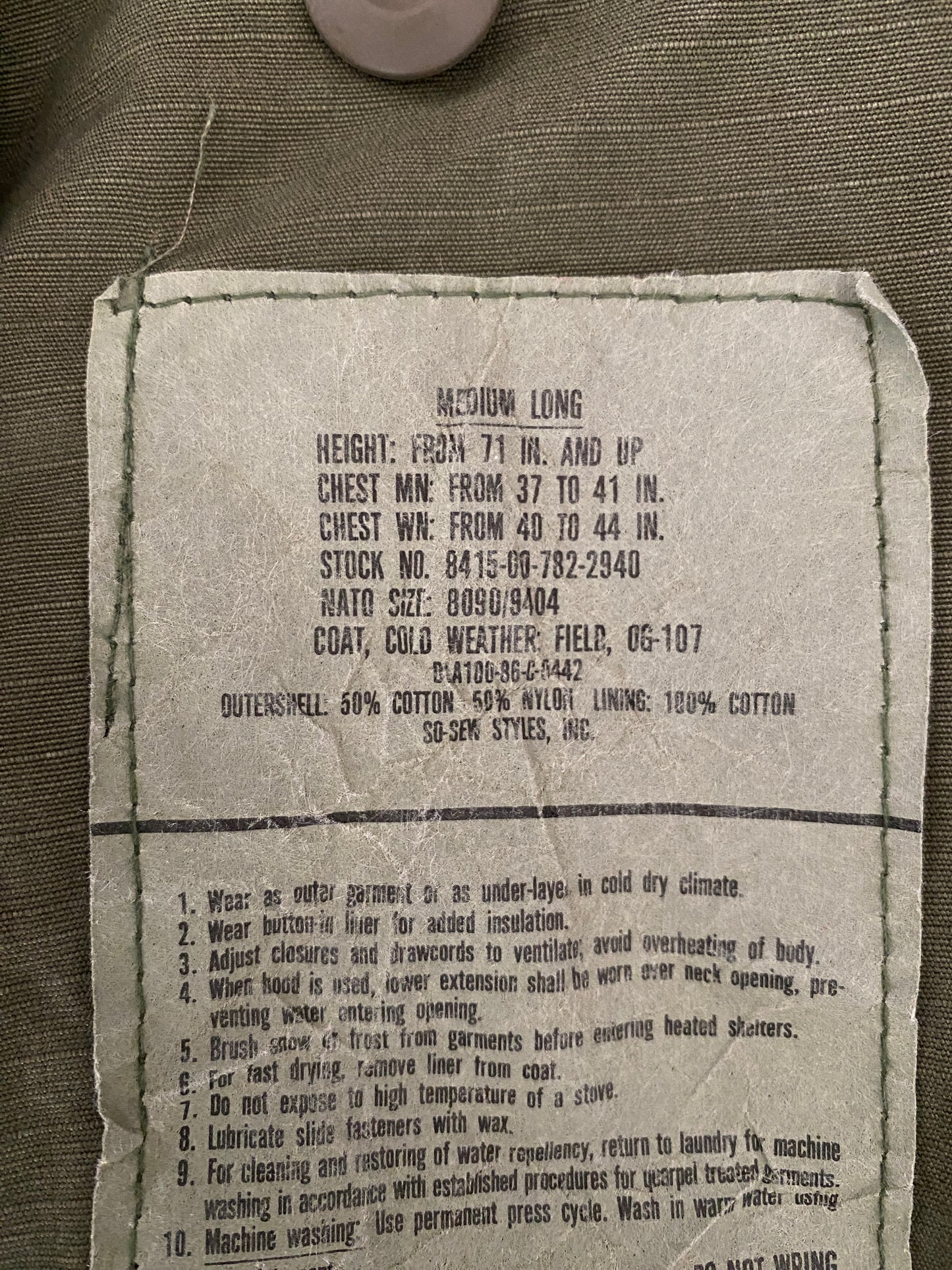 Authentic US Military 1986 Vintage M-65 Field Jacket: Classic Army Style, Timeless Quality