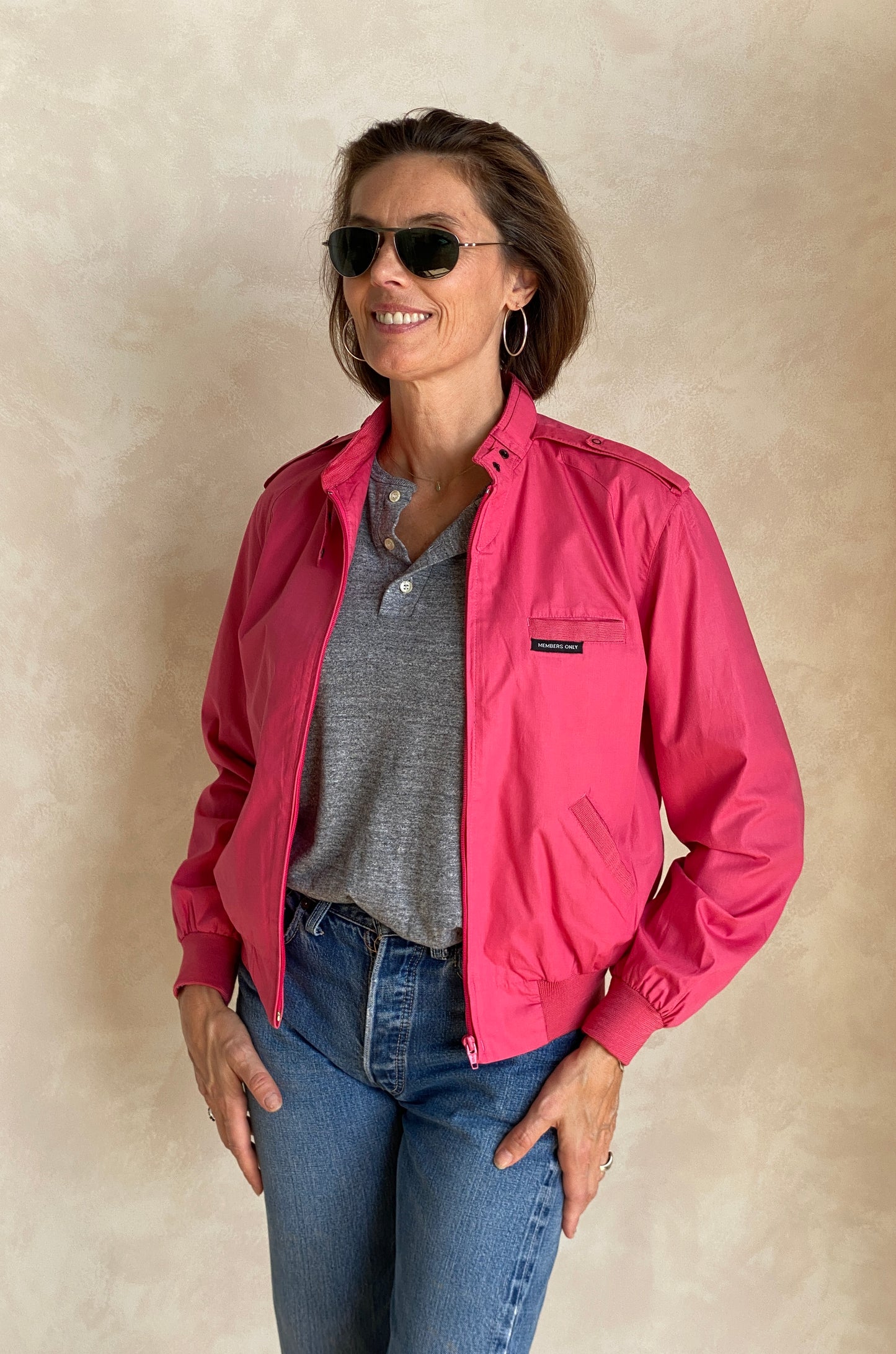 Vintage 80s Members Only Style Cotton Jacket by Peter England | Size Medium
