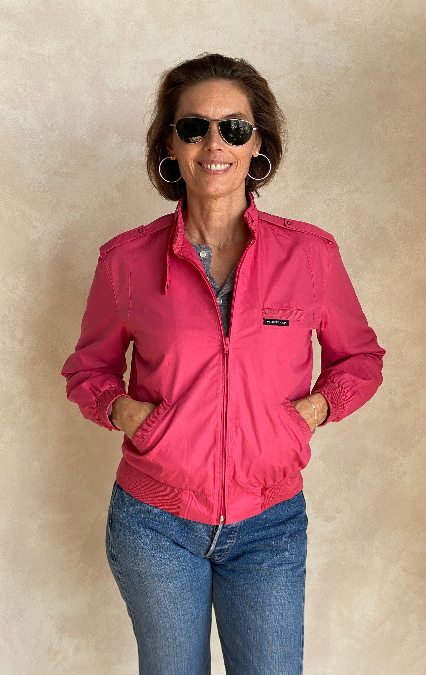 Vintage 80s Members Only Style Cotton Jacket by Peter England | Size Medium