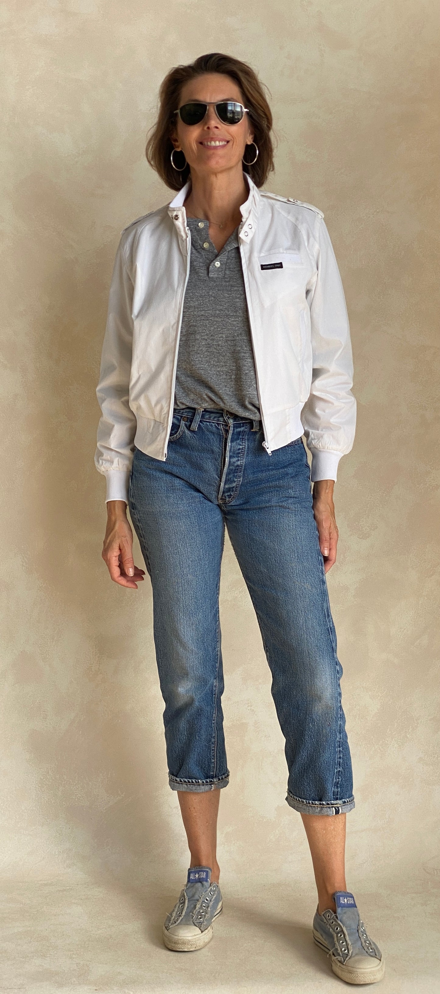 Size XS. White Vintage 80s members Only cotton jacket - USA Vintage Bcn