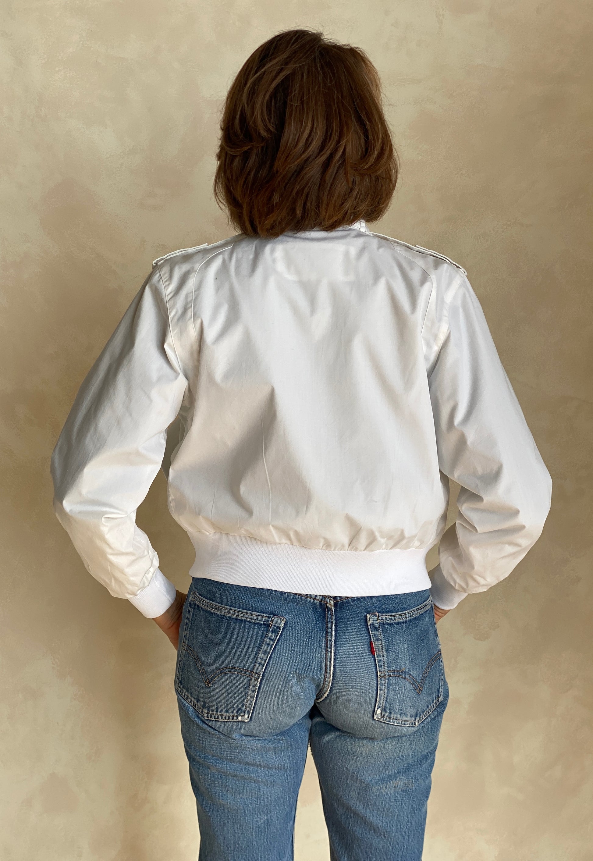Size XS. White Vintage 80s members Only cotton jacket - USA Vintage Bcn