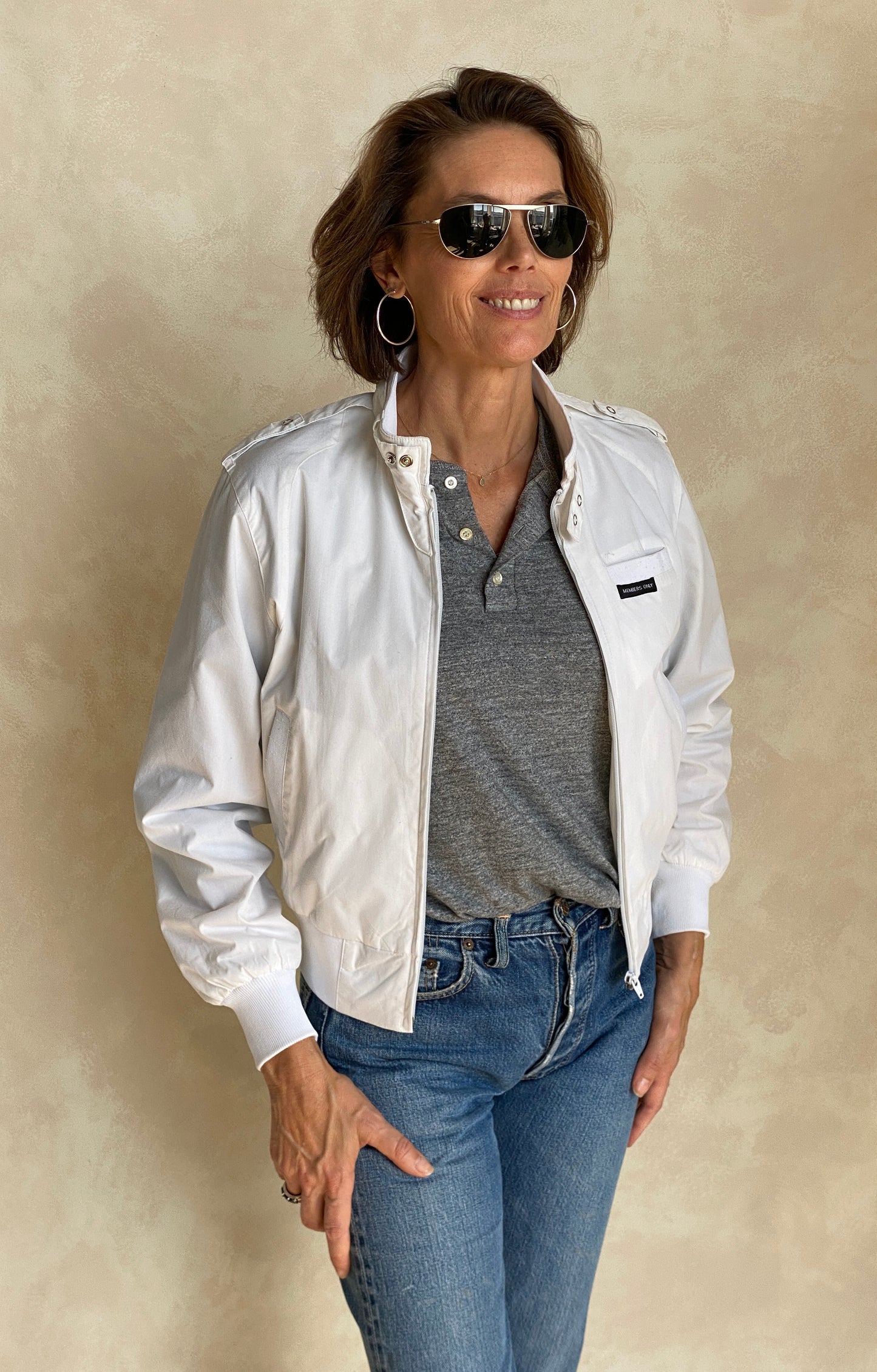 Size XS. White Vintage 80s members Only cotton jacket - USA Vintage Bcn