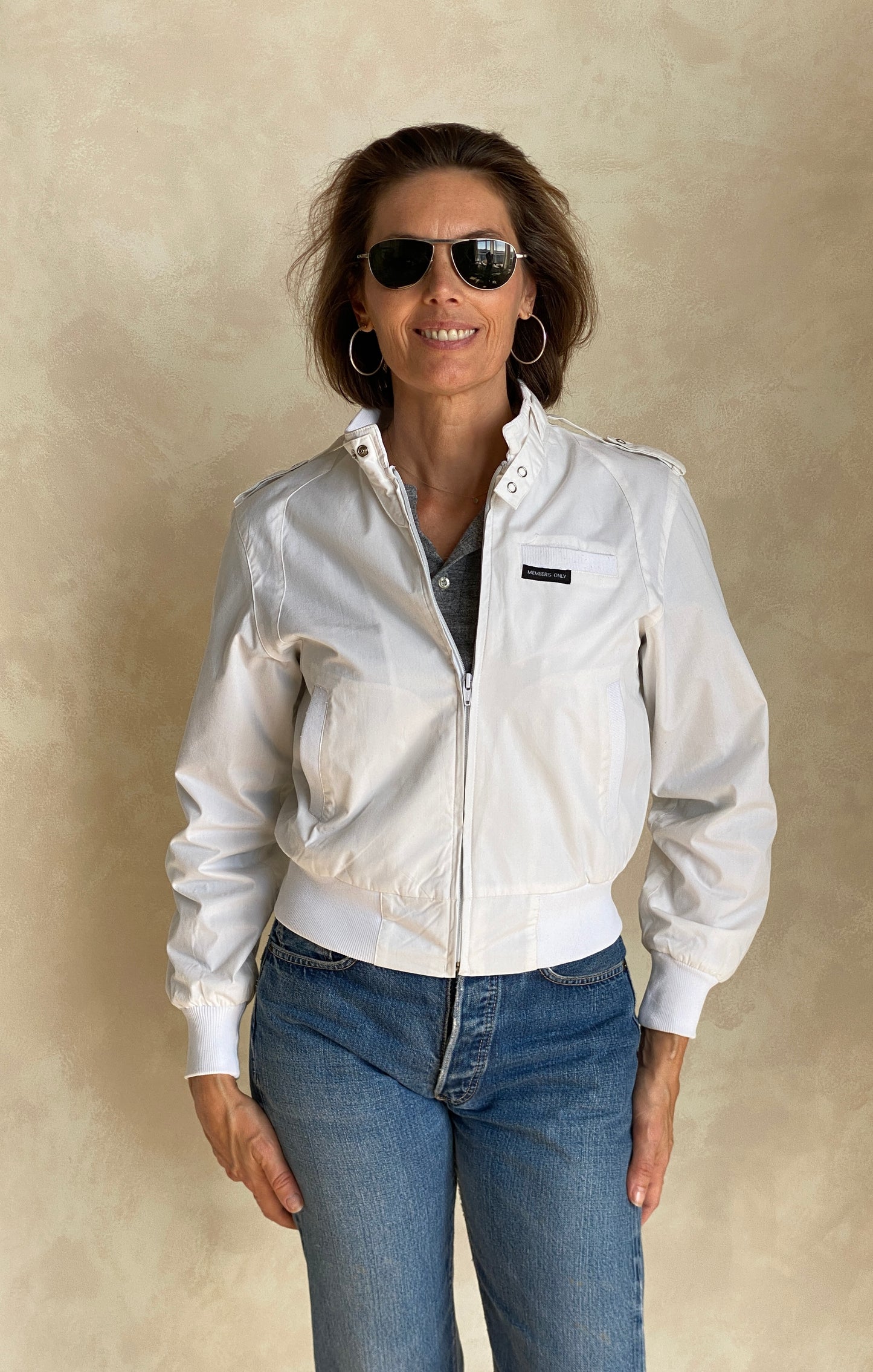 Size XS. White Vintage 80s members Only cotton jacket - USA Vintage Bcn