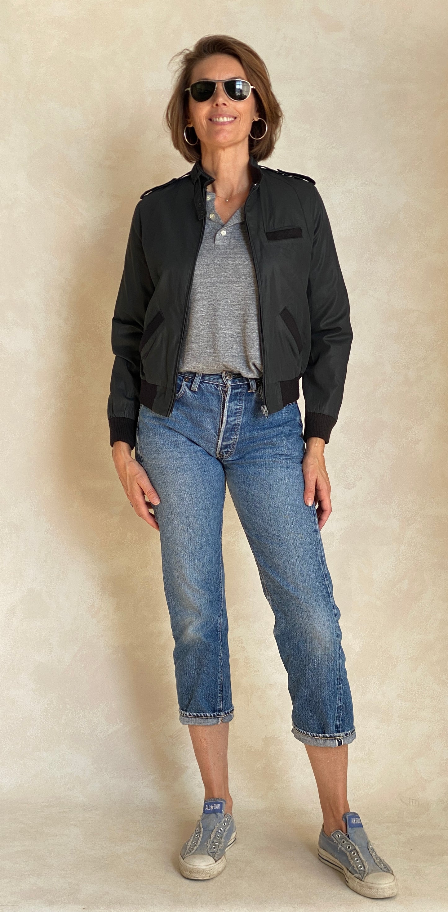 Size 34US . Vintage 80s Members Only Style Cotton Jacket - USA Vintage Bcn