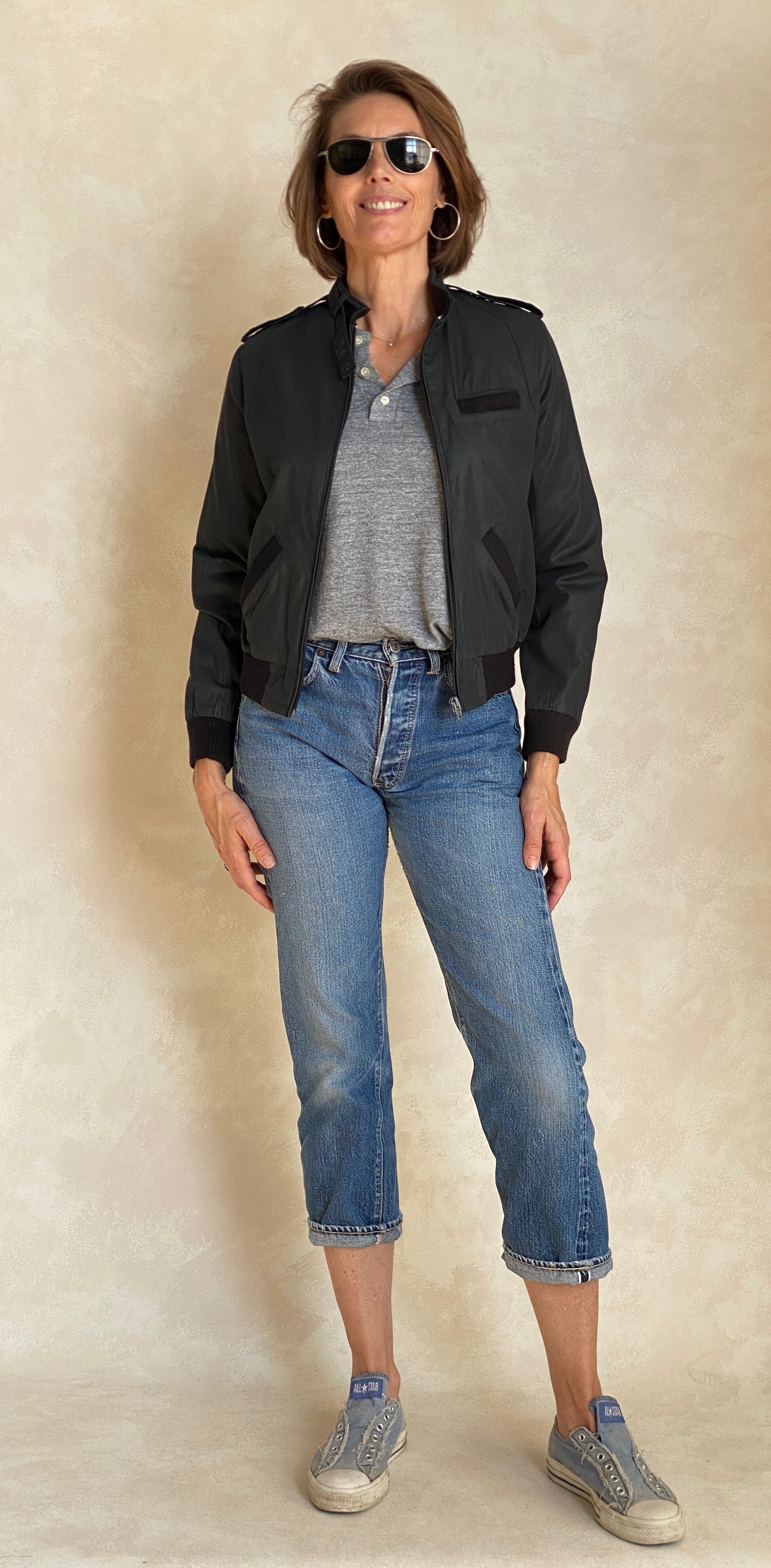 Size 34US . Vintage 80s Members Only Style Cotton Jacket - USA Vintage Bcn
