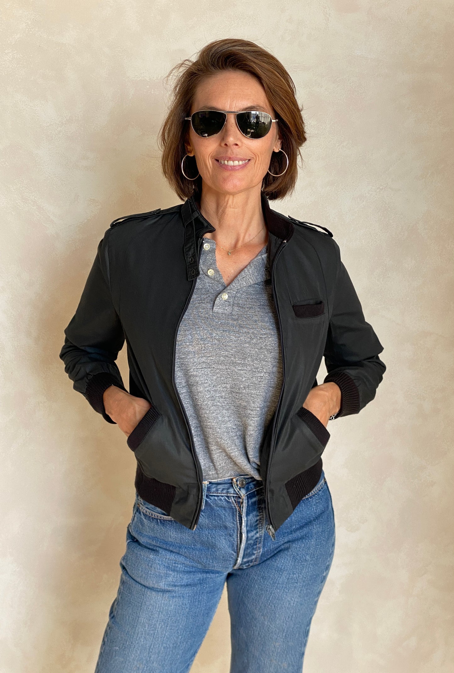 Size 34US . Vintage 80s Members Only Style Cotton Jacket - USA Vintage Bcn