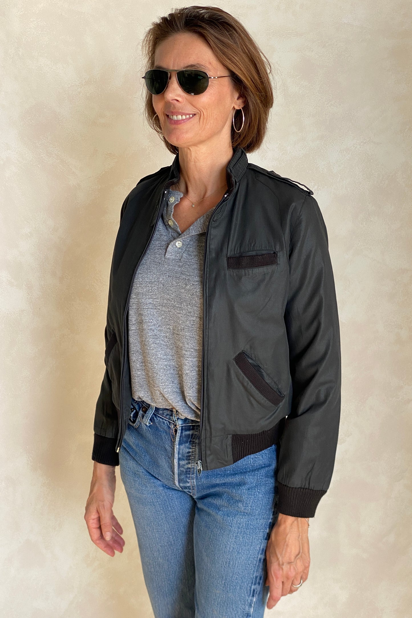 Size 34US . Vintage 80s Members Only Style Cotton Jacket - USA Vintage Bcn