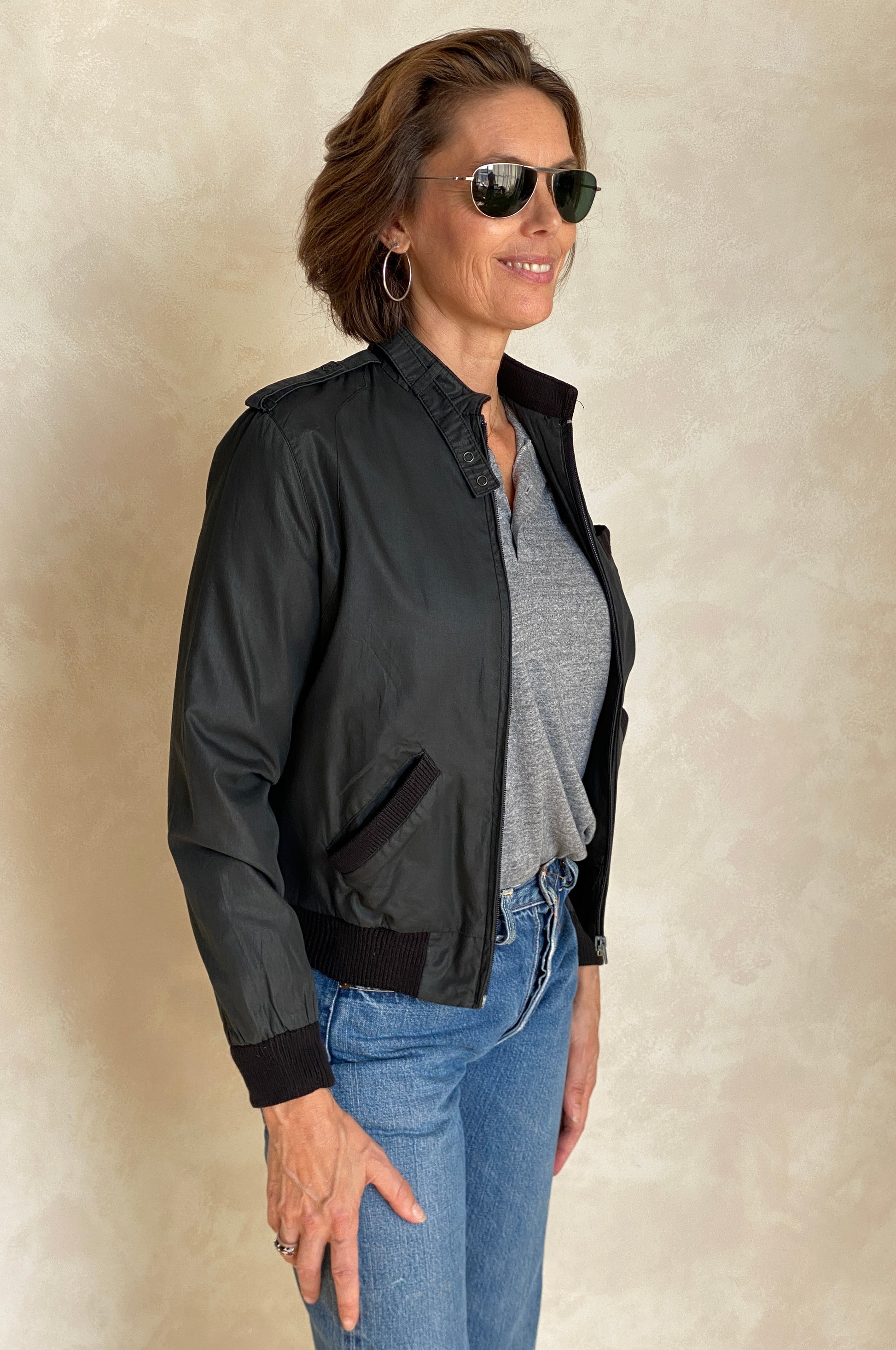 Size 34US . Vintage 80s Members Only Style Cotton Jacket - USA Vintage Bcn