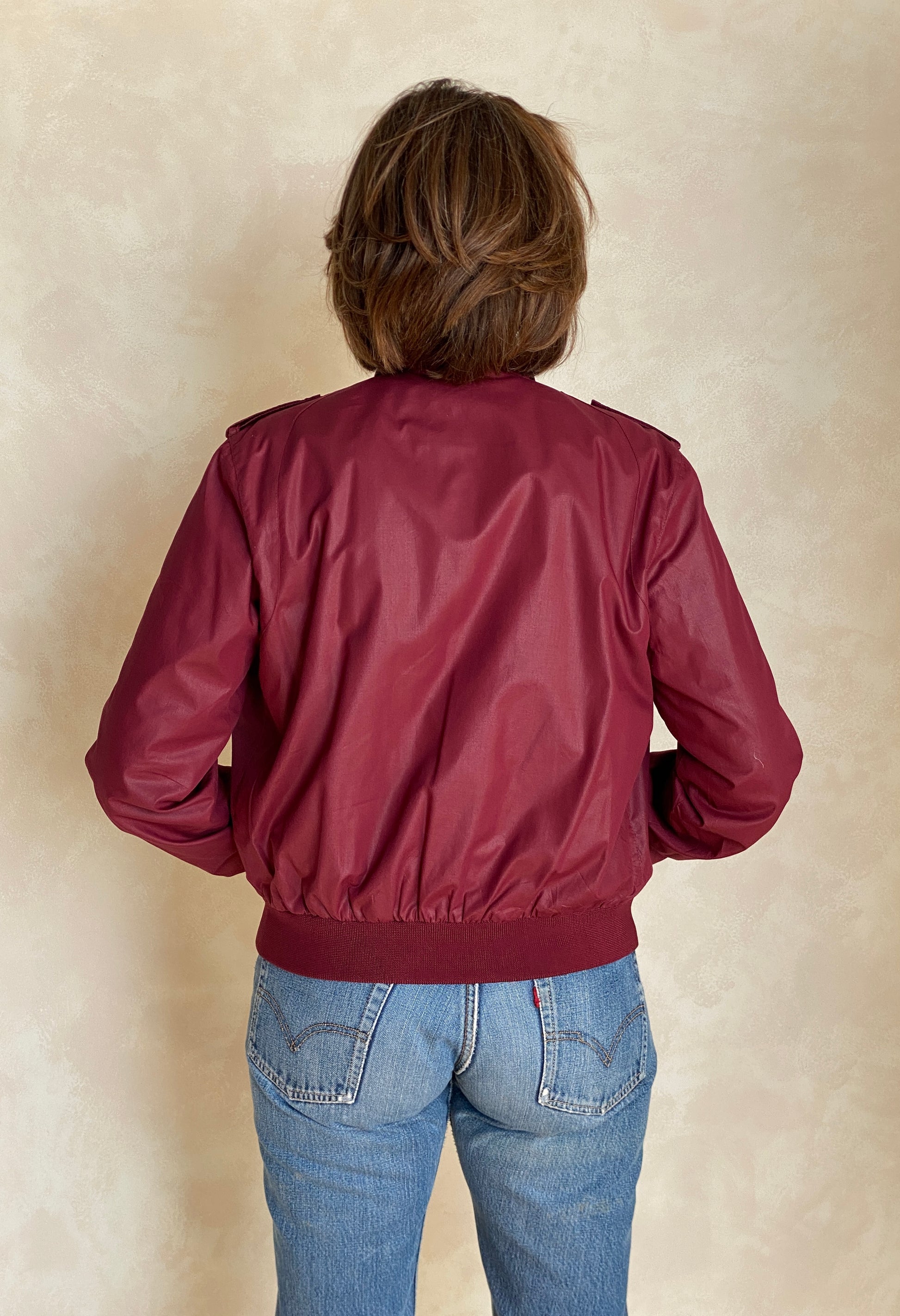 Vintage 1980s women’s Members Only cotton jacket in classic retro style, size 9/10