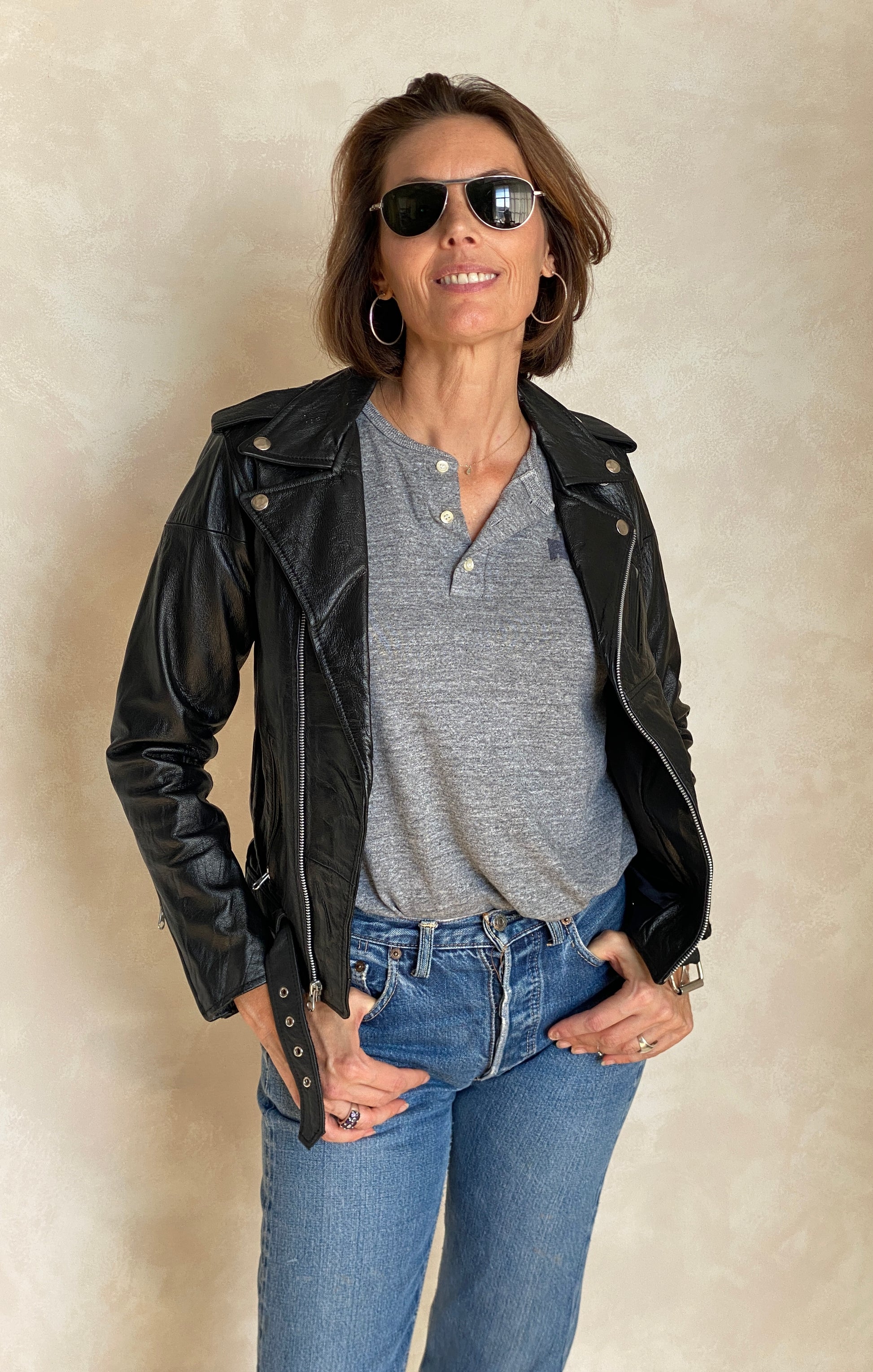 Size XS. women motorcycle jacket / soft leather - USA Vintage Bcn