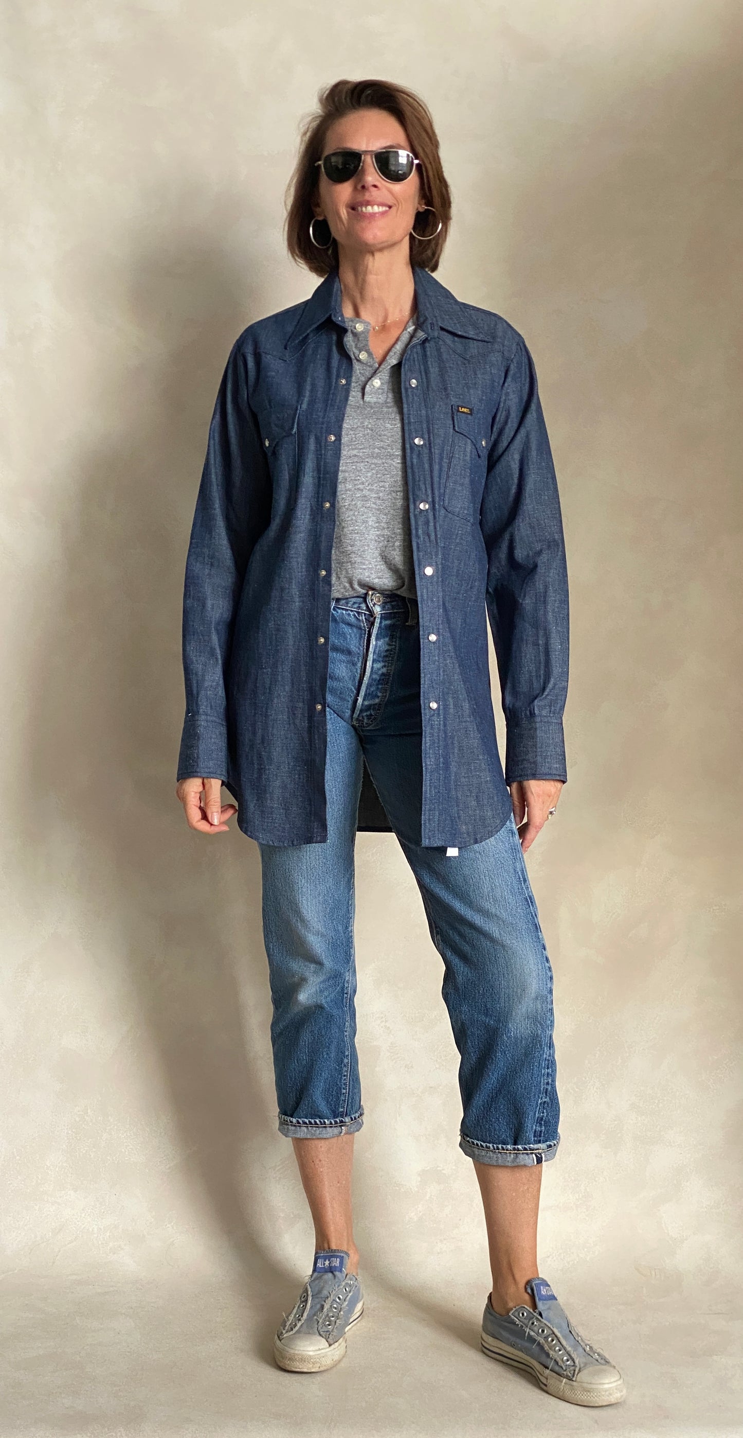 Size Small . NOS Vintage Lee denim shirt Made in USA - USA Vintage Bcn