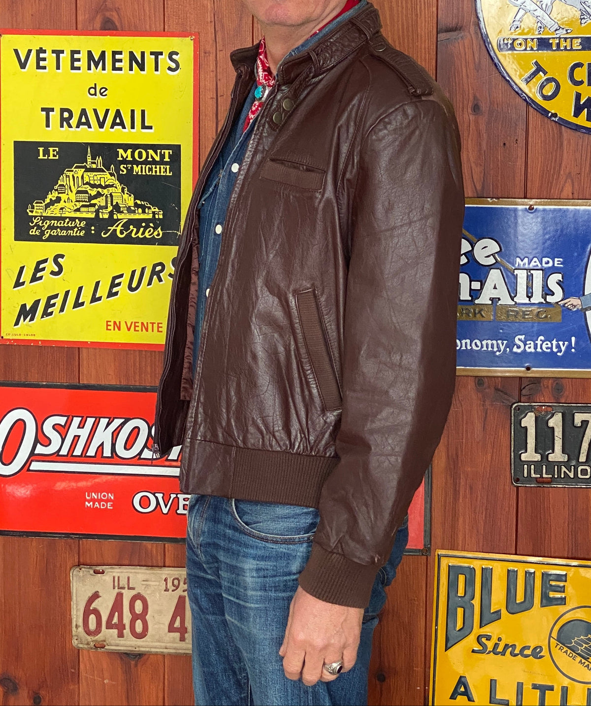 Vintage 80s Campus Leather Jacket Made USA Classic Biker Style Size 42US 52EU Mens-AJ357 Studio