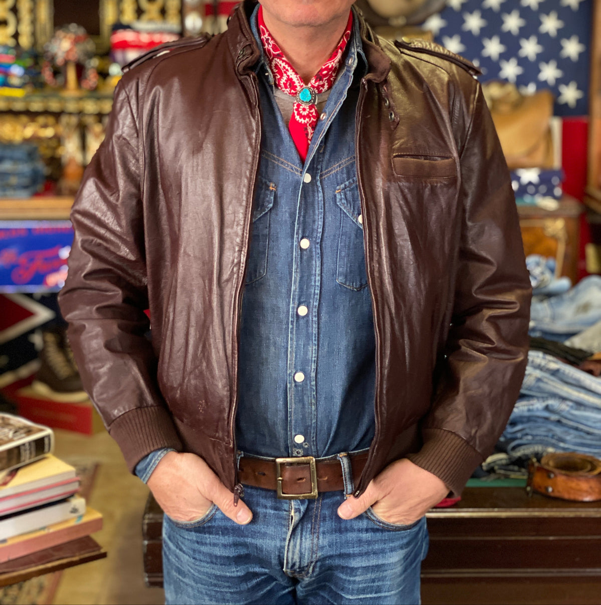 Vintage 80s Campus Leather Jacket Made USA Classic Biker Style Size 42US 52EU Mens-AJ357 Studio
