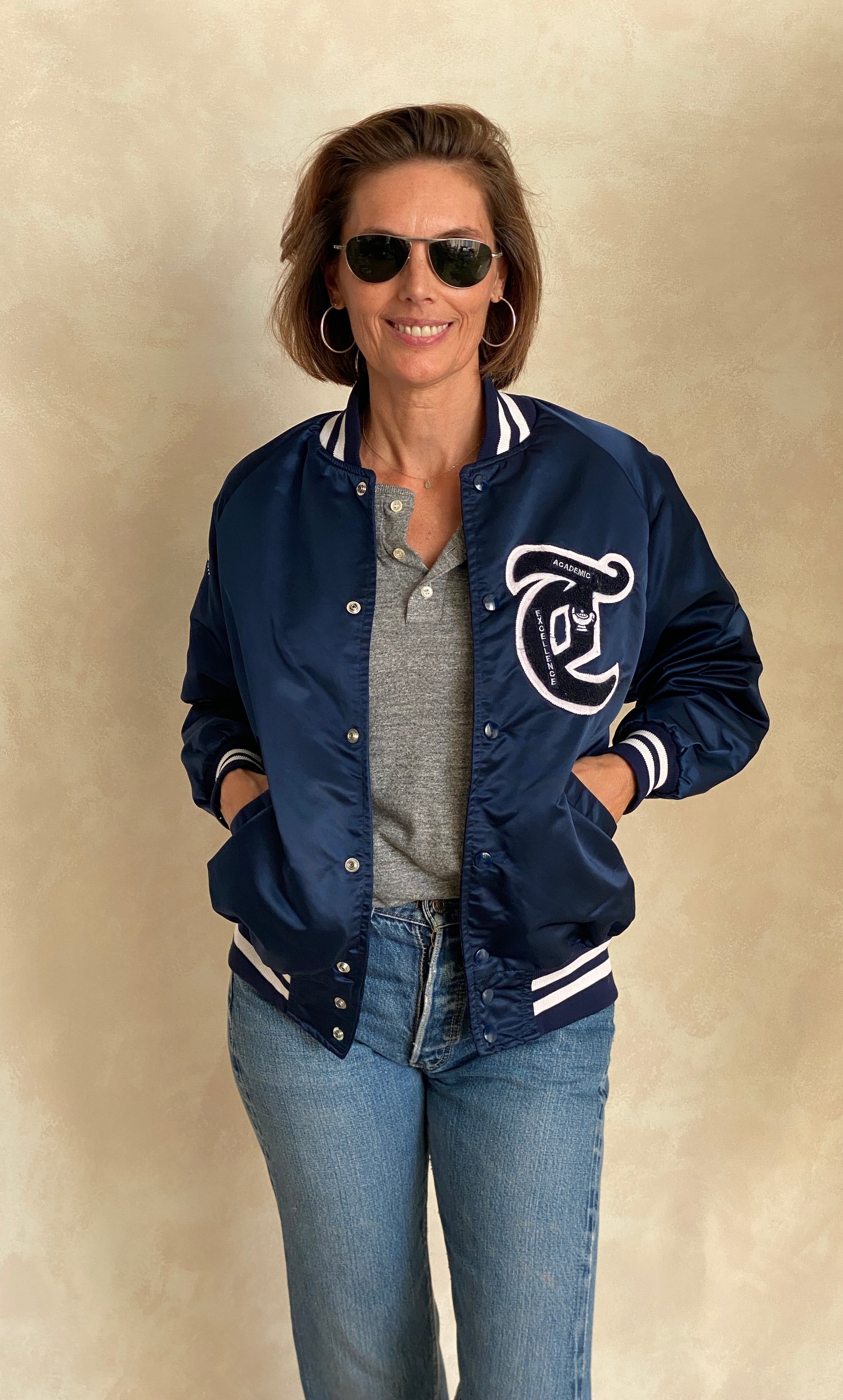 vintage nylon baseball jacket american legion made in usa size medium