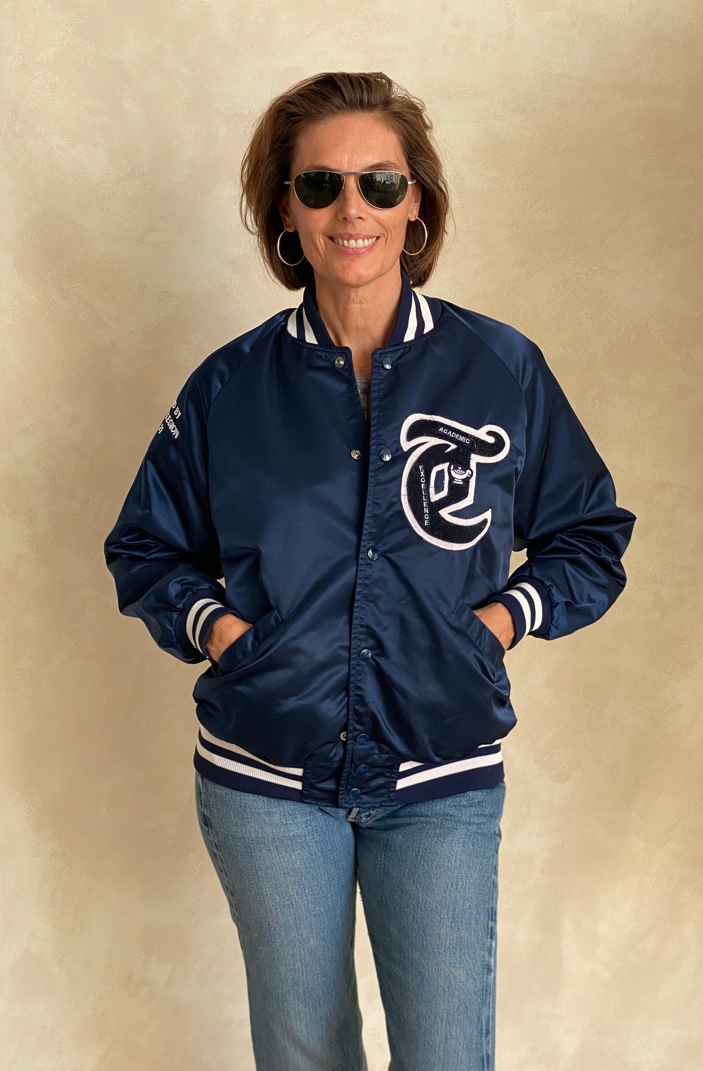 vintage nylon baseball jacket american legion made in usa size medium