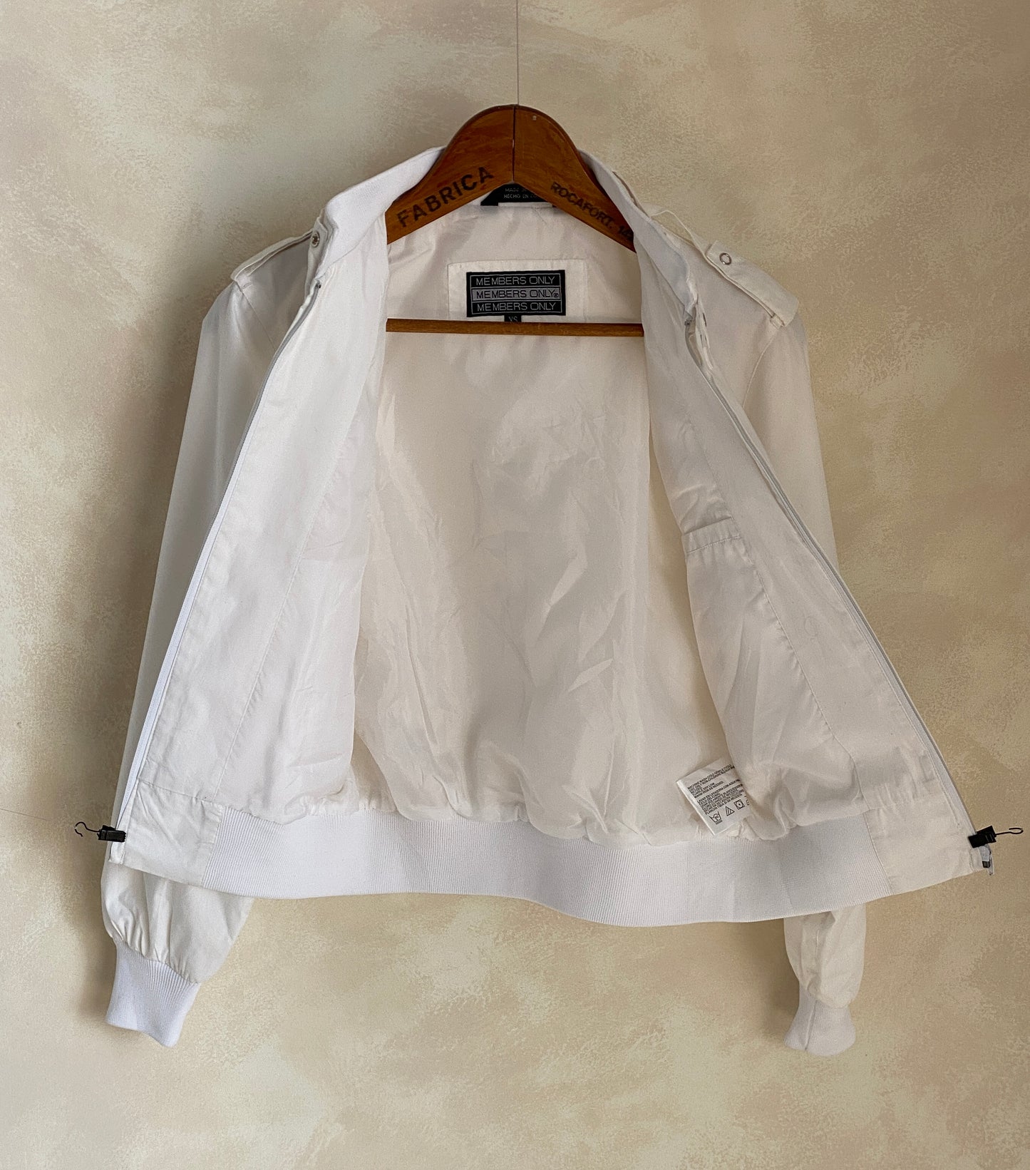 Size XS. White Vintage 80s members Only cotton jacket - USA Vintage Bcn