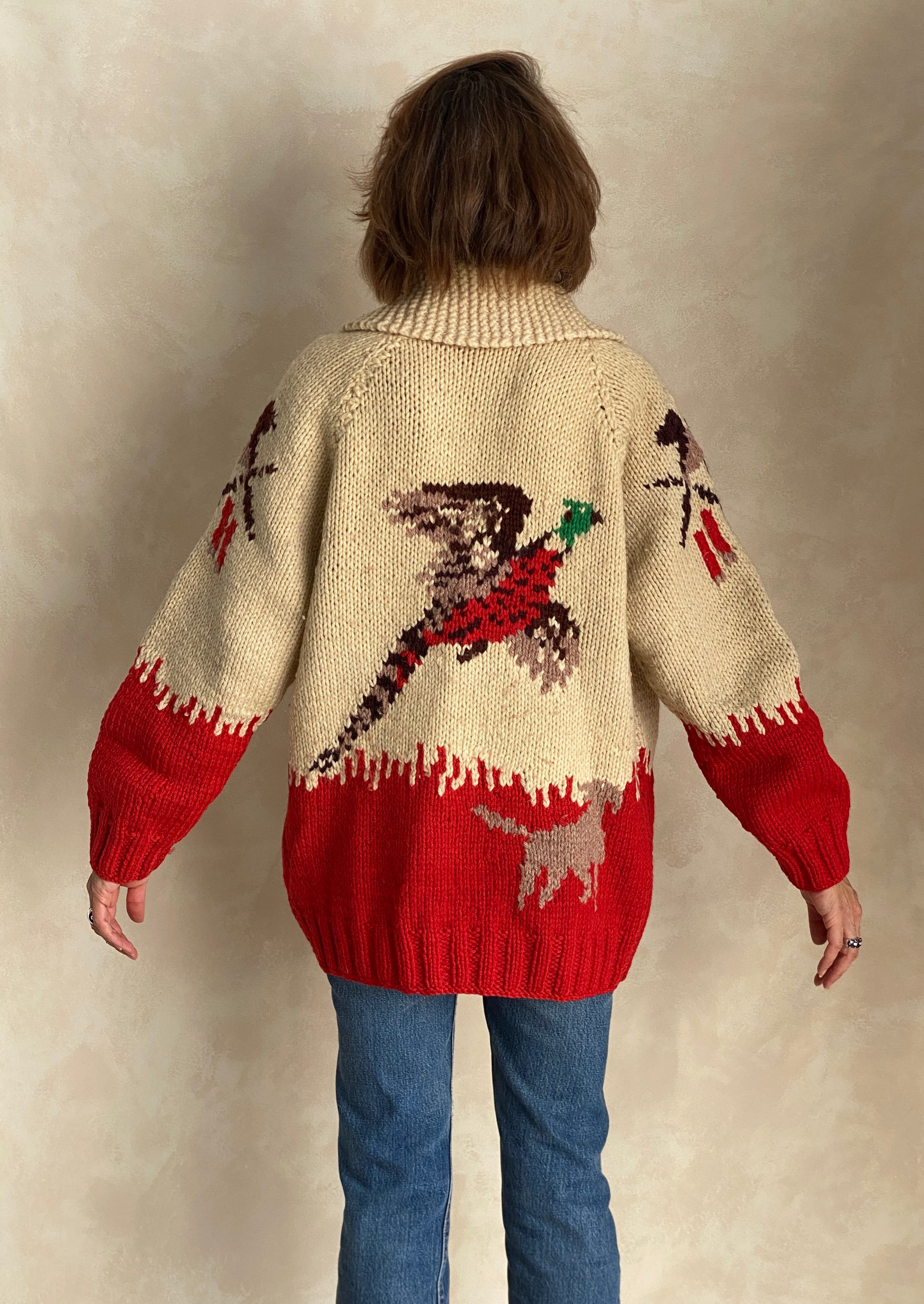 Vintage Hand Knitted 100% Wool Cowichan sweater made in Canada - USA Vintage Bcn