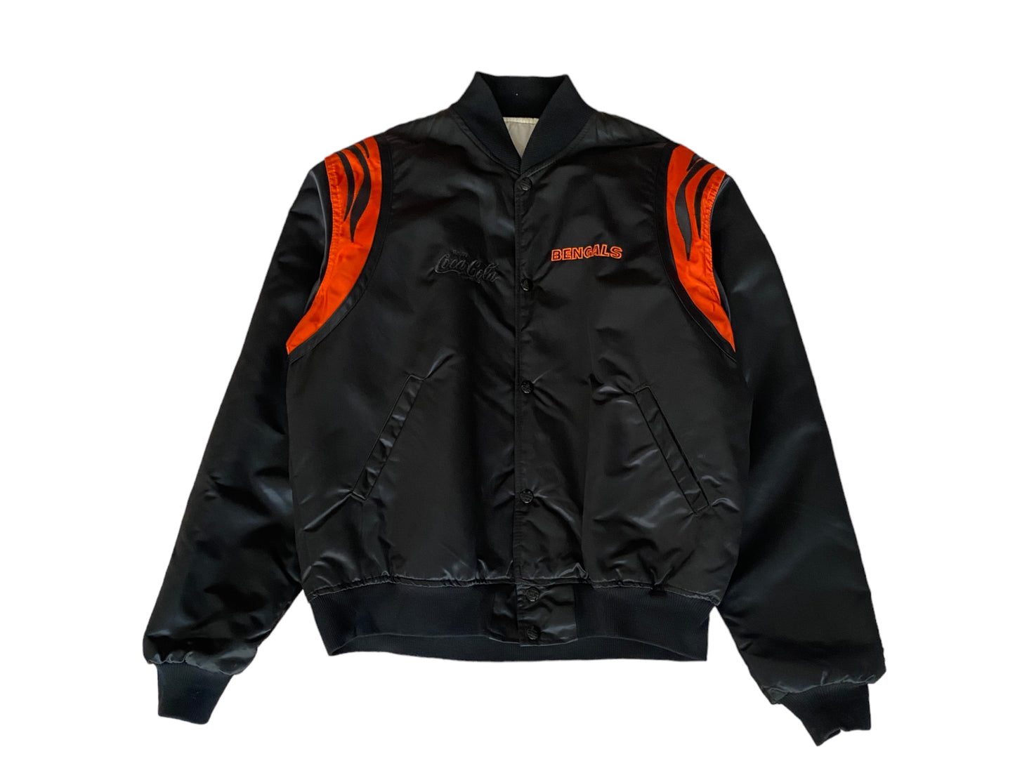 Vintage 1980s Cincinnati Bengals jacket made in USA, classic NFL sports memorabilia, size large
