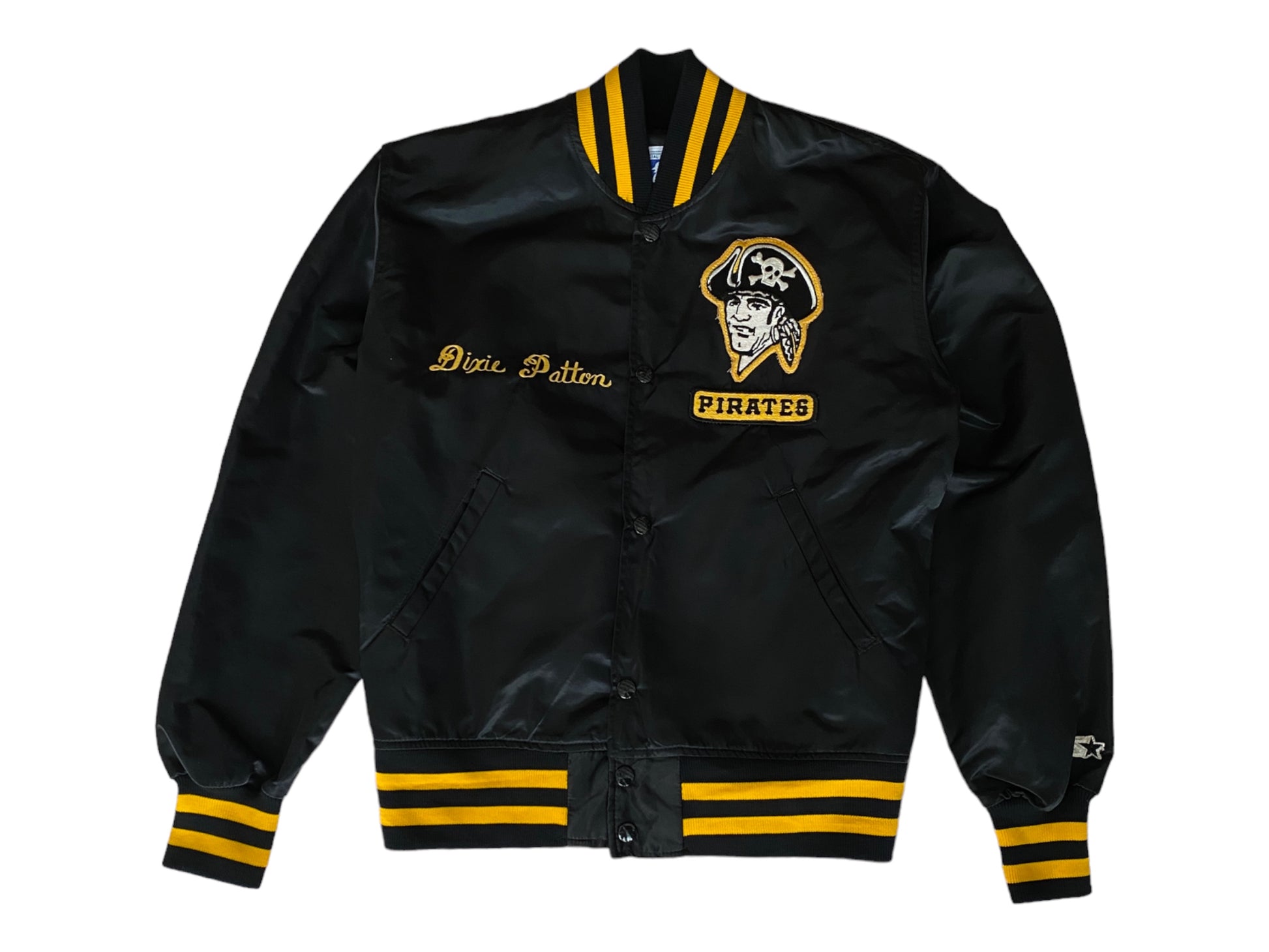 Vintage Pittsburgh Pirates Starter satin jacket made in USA, classic 80s MLB style, size small