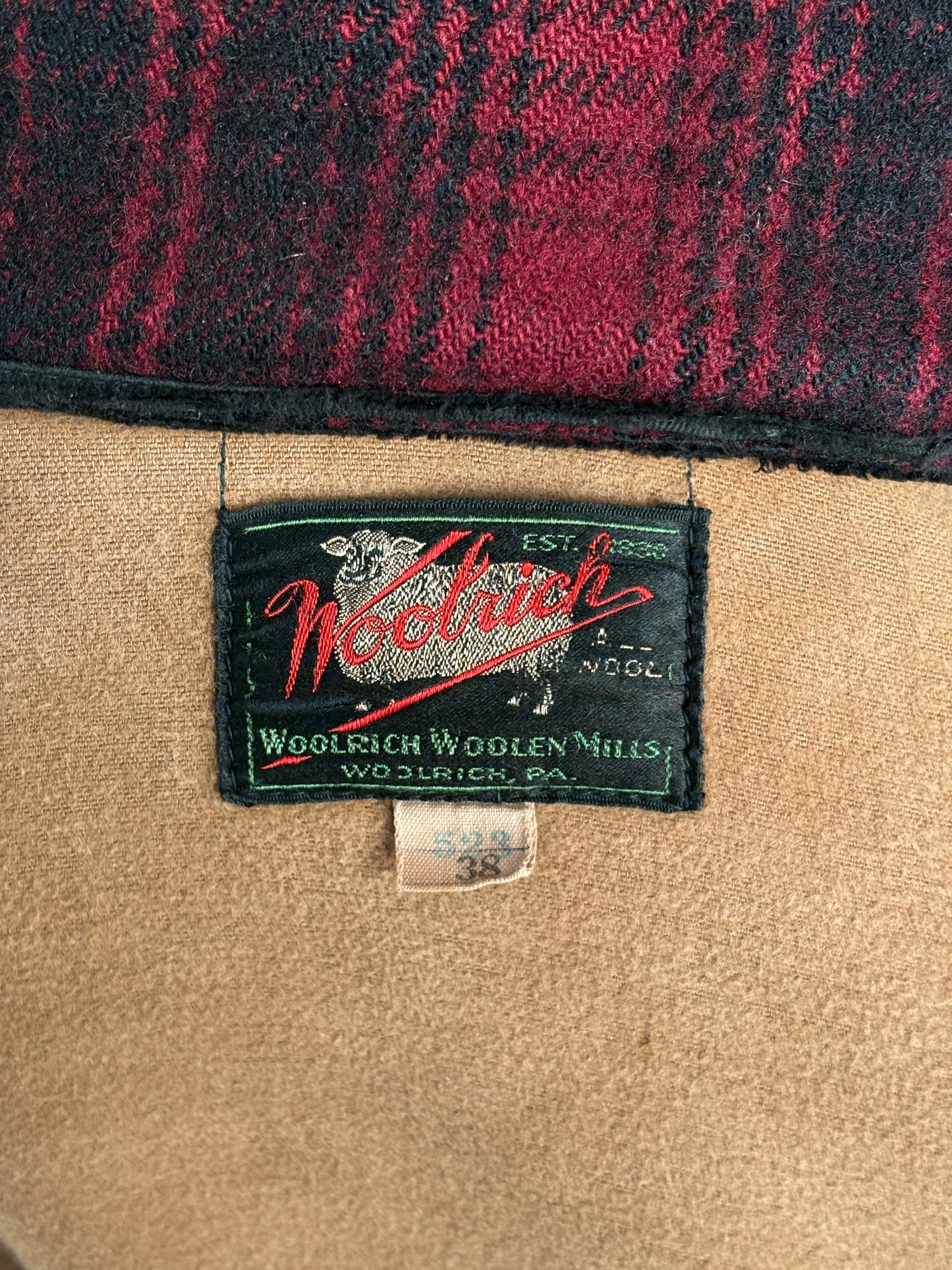 Vintage 1930s Woolrich Red & Black Plaid Wool Hunting Jacket –size 38US / 48EU. Made in USA-AJ357 Studio