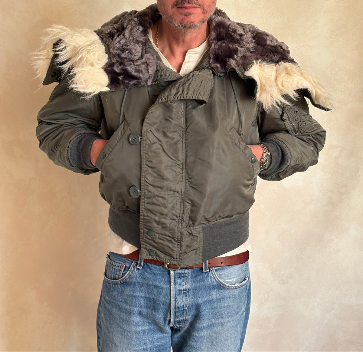 Vintage US Air Force N-2B Flight Jacket | Fur Hood Military Parka-AJ357 Studio