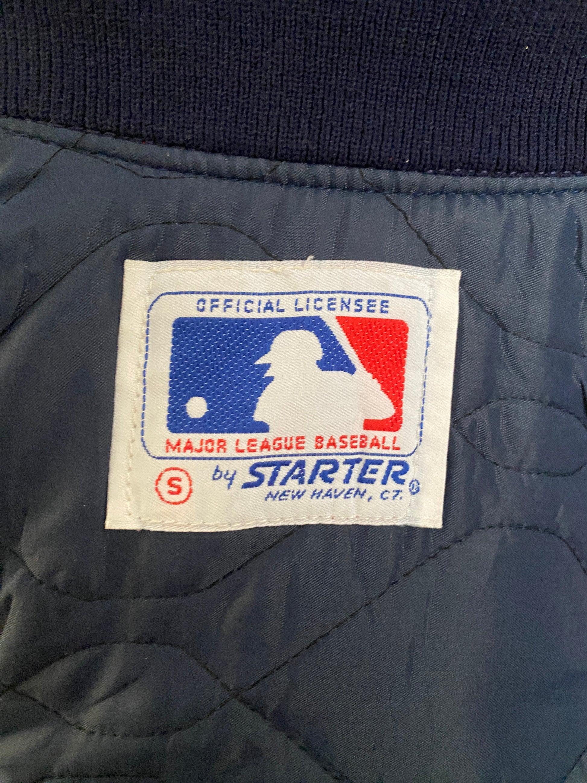 Vintage 1980s Chicago White Sox Starter satin jacket made in USA, size small.