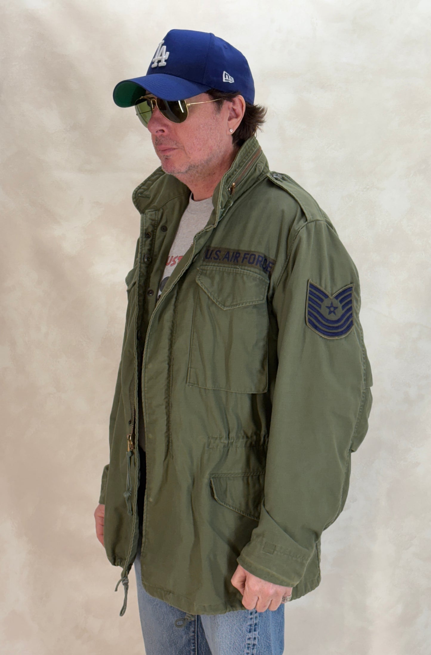 vintage m65 jacket, 1972 air force jacket, us military field jacket, authentic m65 medium long, vintage army coat, air force