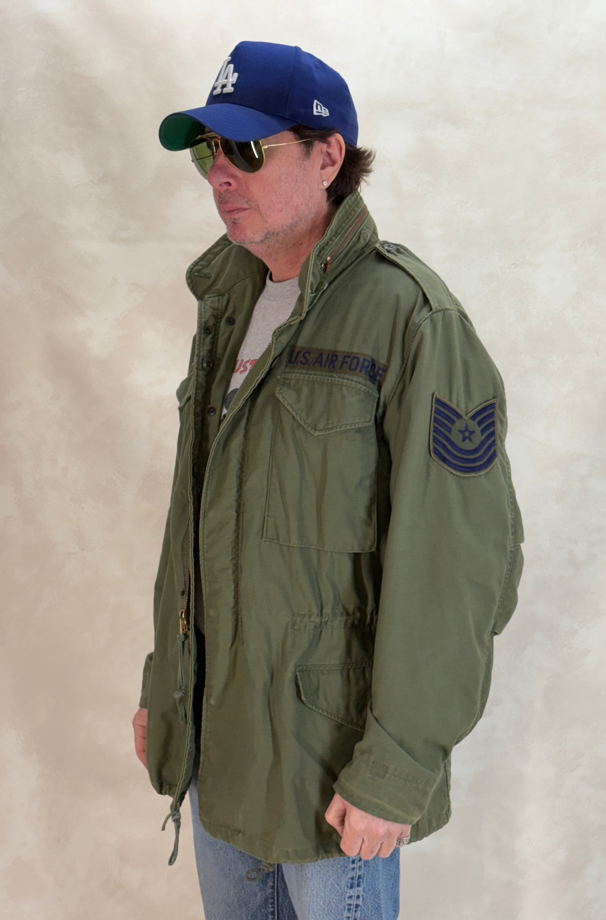 vintage m65 jacket, 1972 air force jacket, us military field jacket, authentic m65 medium long, vintage army coat, air force