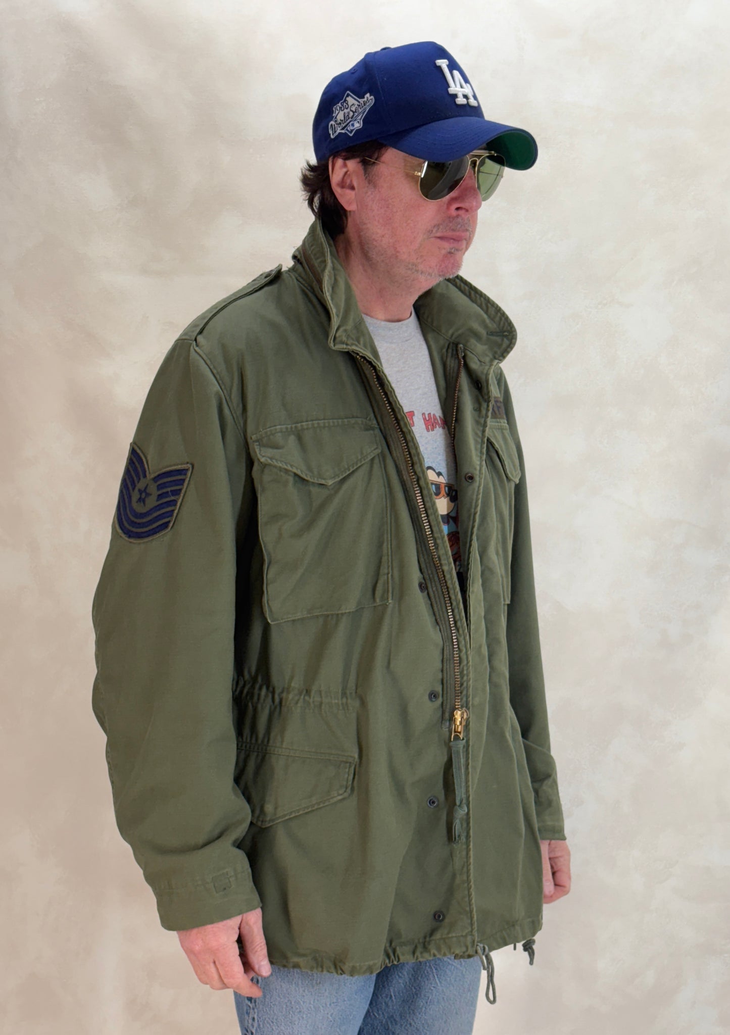 vintage m65 jacket, 1972 air force jacket, us military field jacket, authentic m65 medium long, vintage army coat, air force