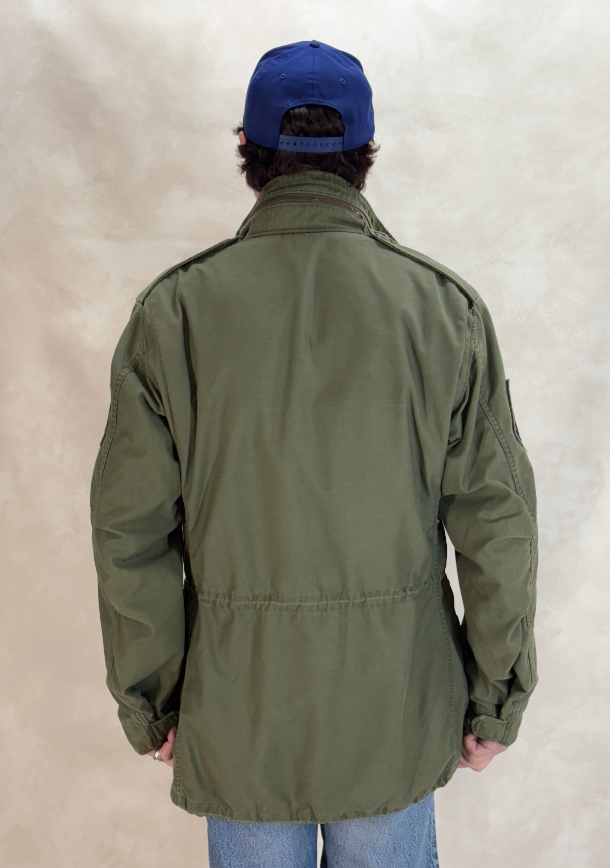 vintage m65 jacket, 1972 air force jacket, us military field jacket, authentic m65 medium long, vintage army coat, air force