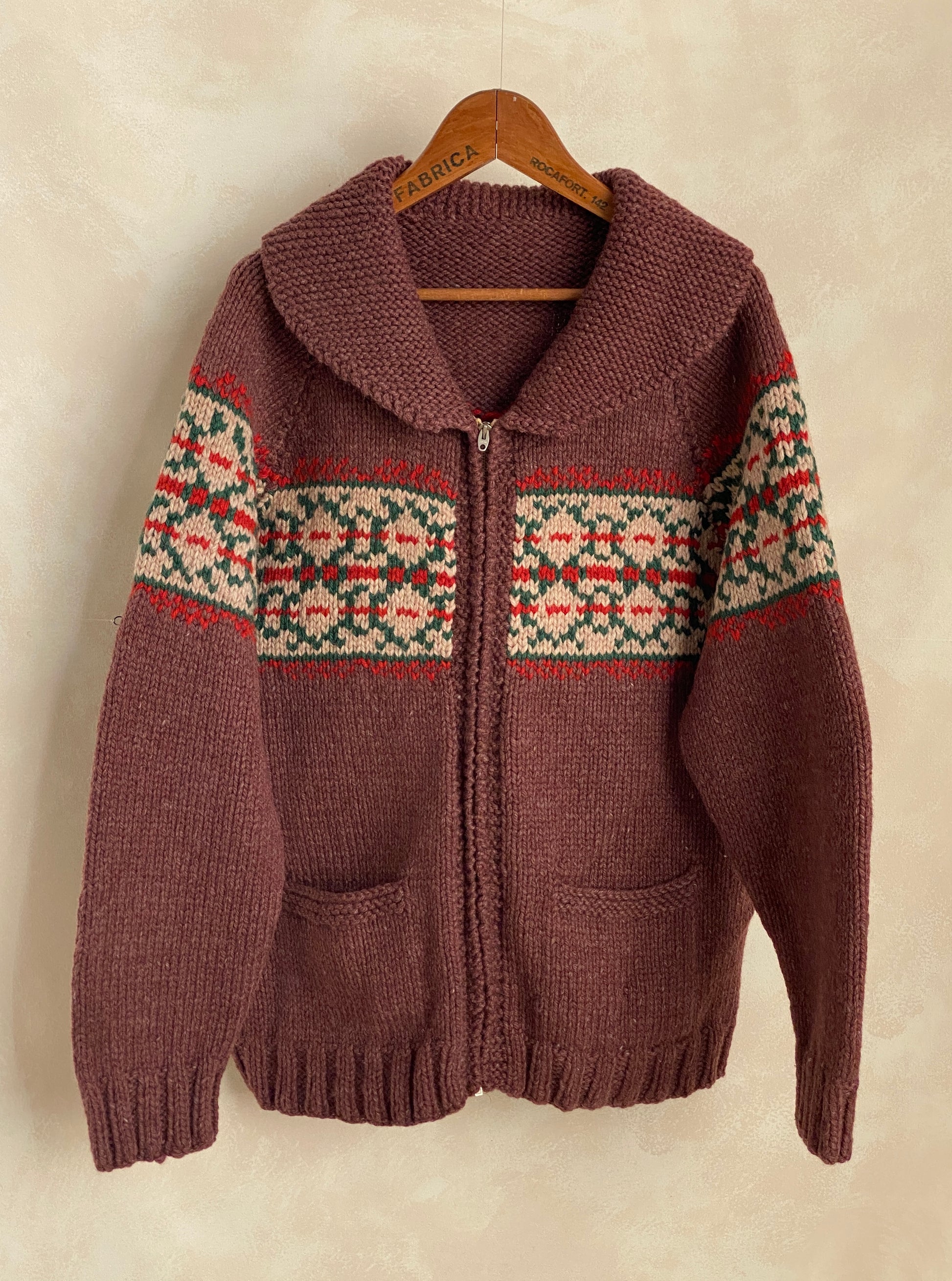 Vintage Hand Knit 100% Wool Cowichan hand made in Canada - USA Vintage Bcn