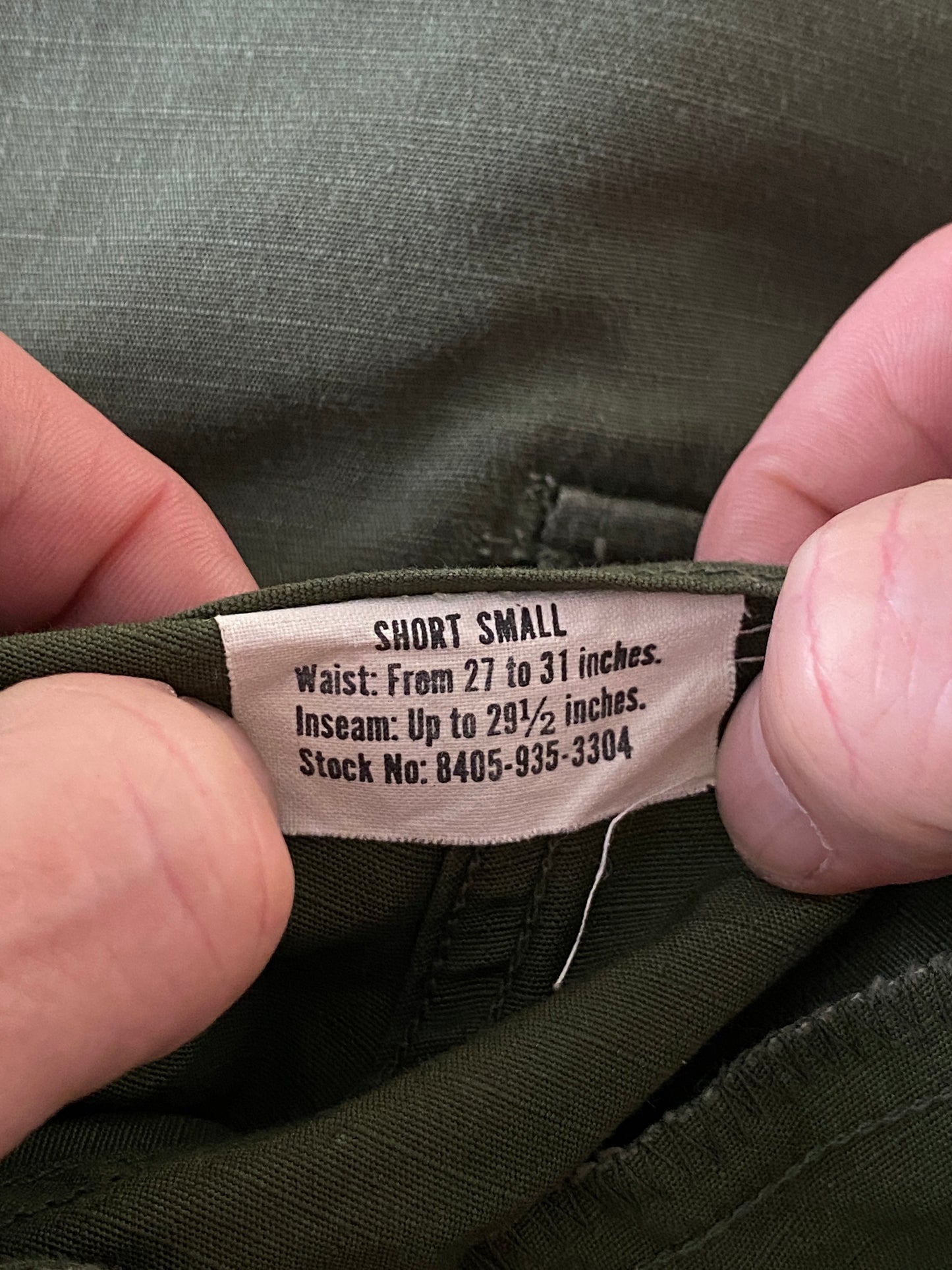 Small short. 1969 Authentic US Army Vietnam war era OG-107 jungle pants - USA Vintage Bcn