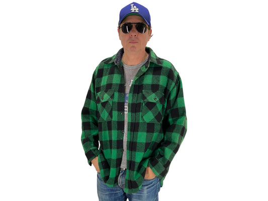 Size Large, 60s Pilgrim Heavy plaid shirt Made in USA Buffalo plaid - USA Vintage Bcn