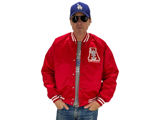 Size Large. Alabama Crimson Tide Vintage 80s Satin Varsity Jacket by Chalk Line – Made in USA - USA Vintage Bcn