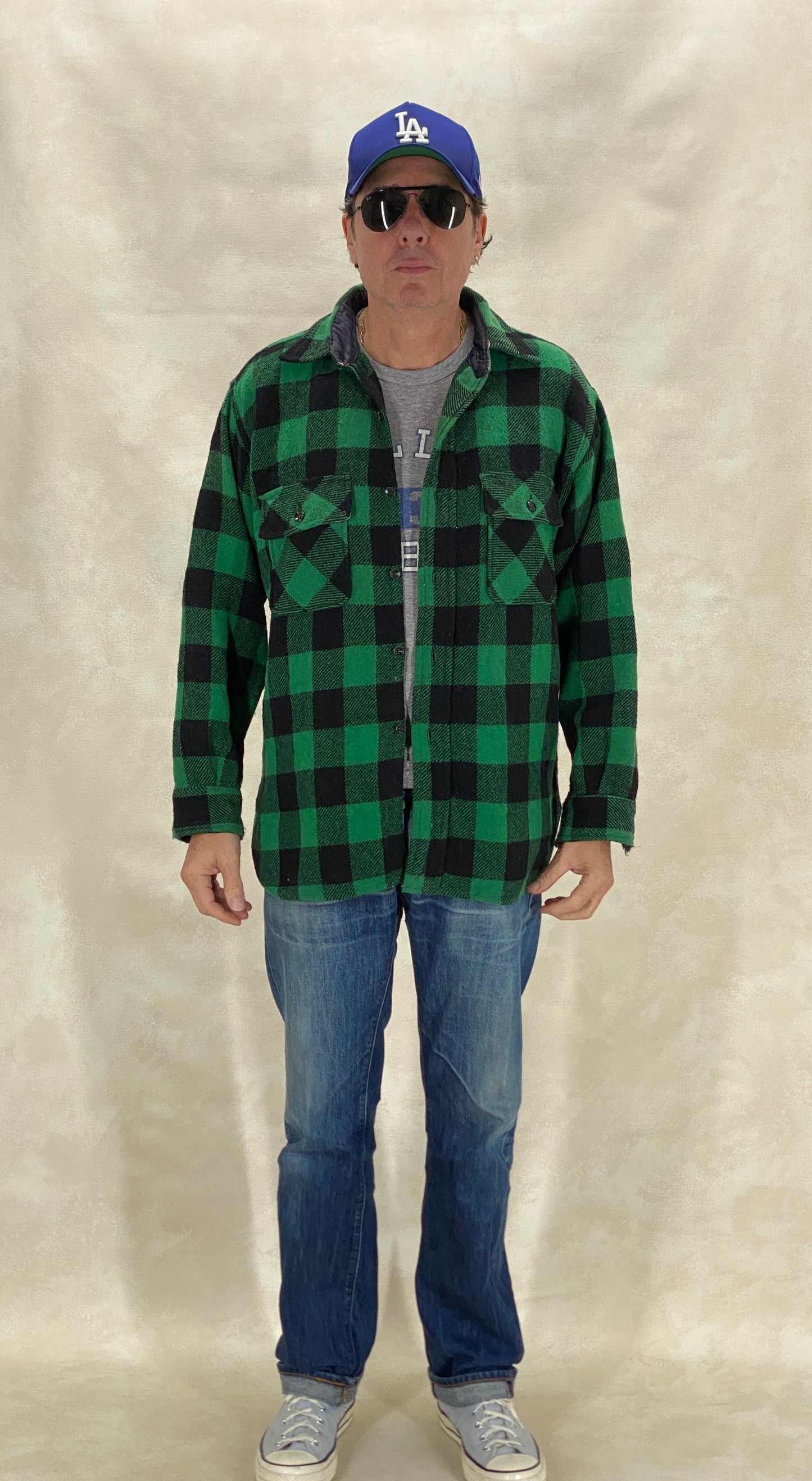 Size Large, 60s Pilgrim Heavy plaid shirt Made in USA Buffalo plaid - USA Vintage Bcn