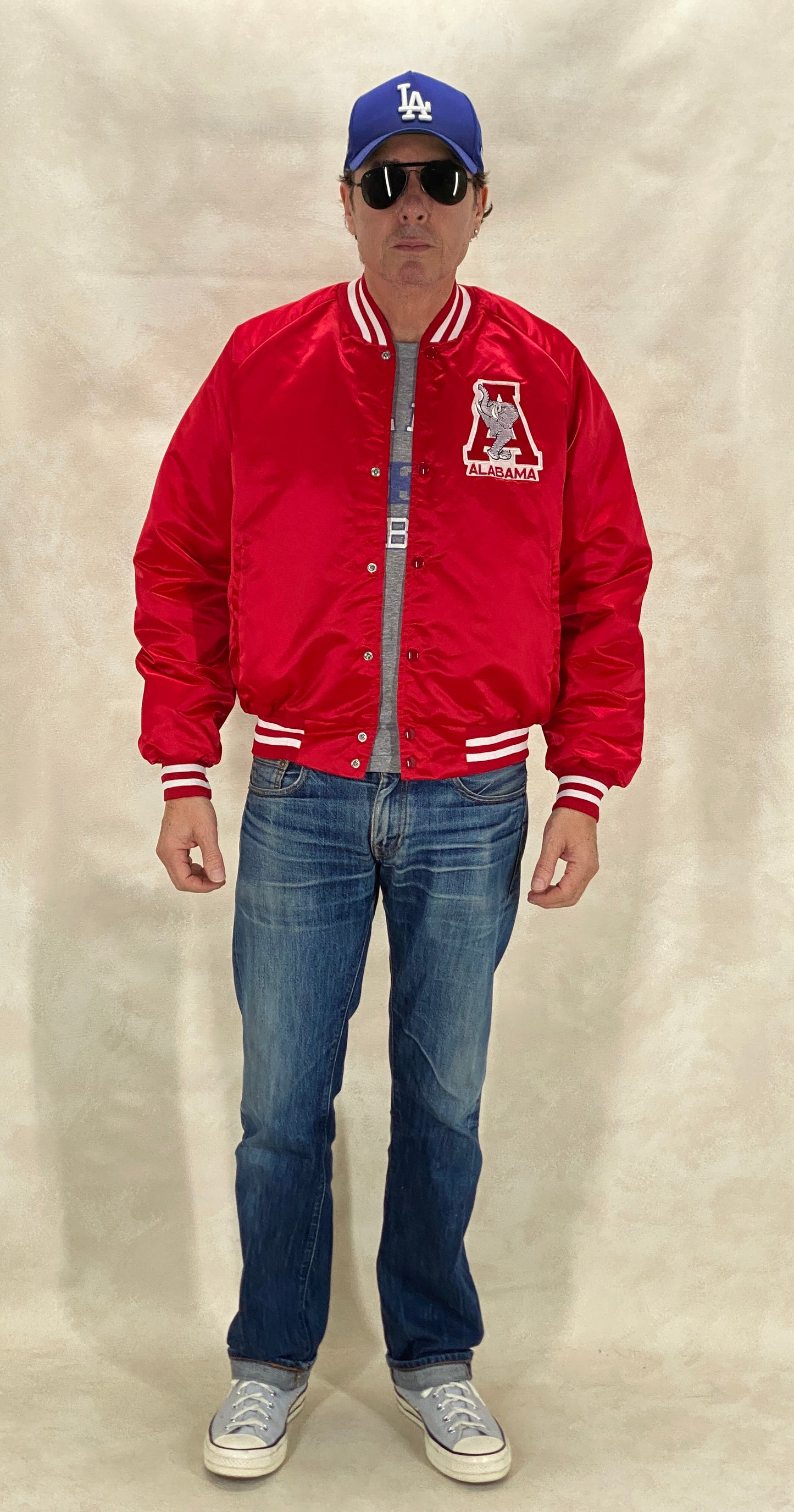 Size Large. Alabama Crimson Tide Vintage 80s Satin Varsity Jacket by Chalk Line – Made in USA - USA Vintage Bcn