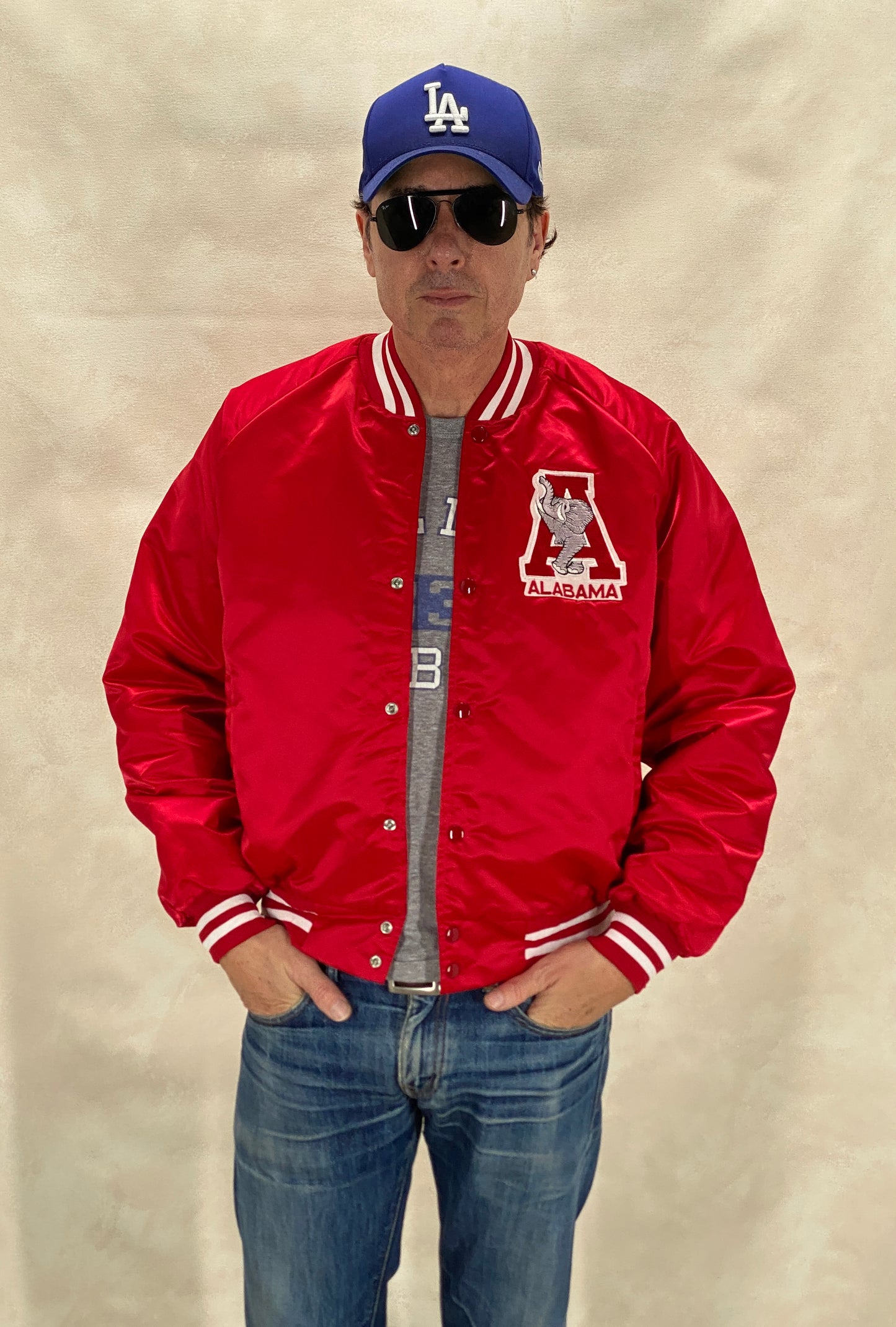 Size Large. Alabama Crimson Tide Vintage 80s Satin Varsity Jacket by Chalk Line – Made in USA - USA Vintage Bcn