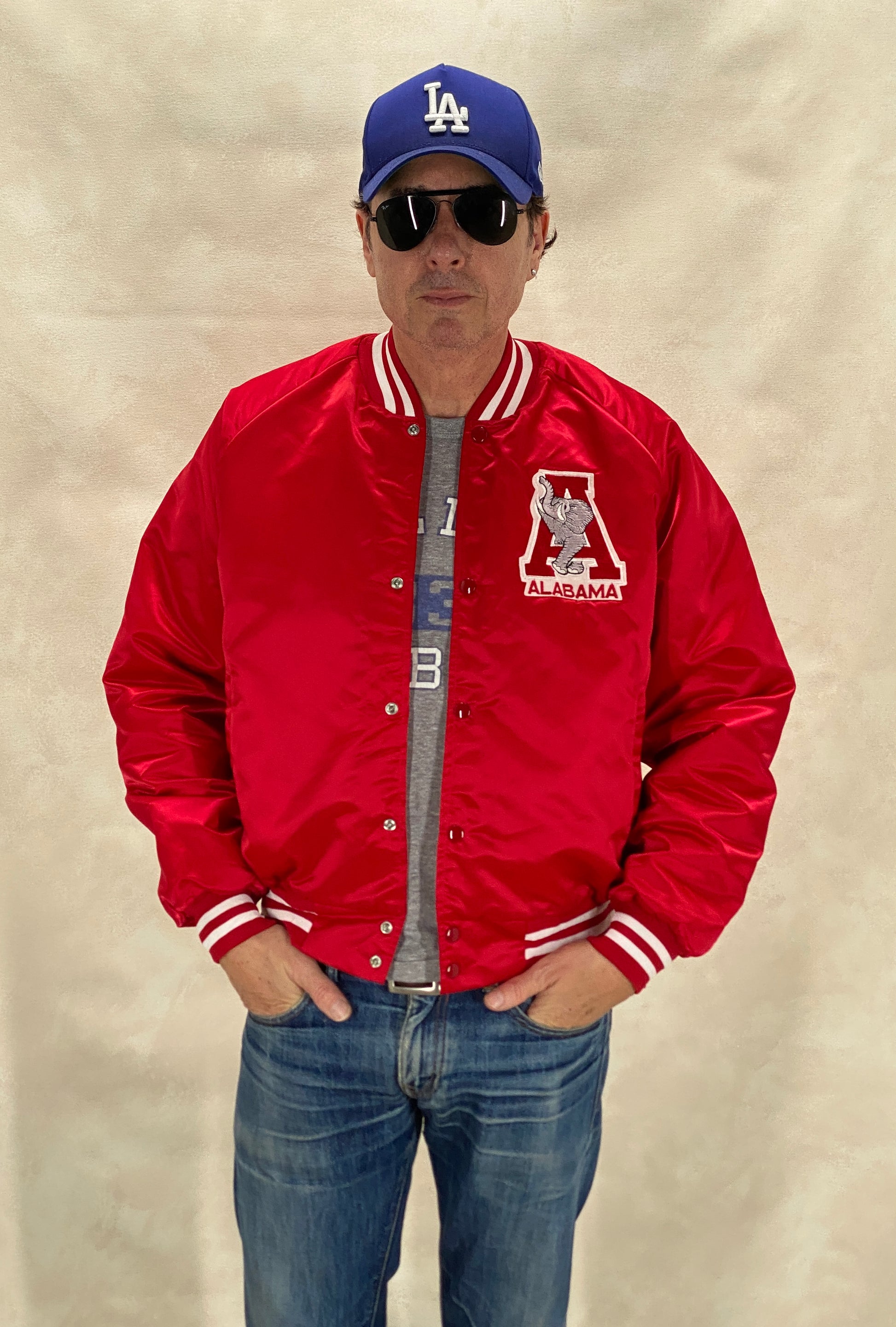 Size Large. Alabama Crimson Tide Vintage 80s Satin Varsity Jacket by Chalk Line – Made in USA - USA Vintage Bcn