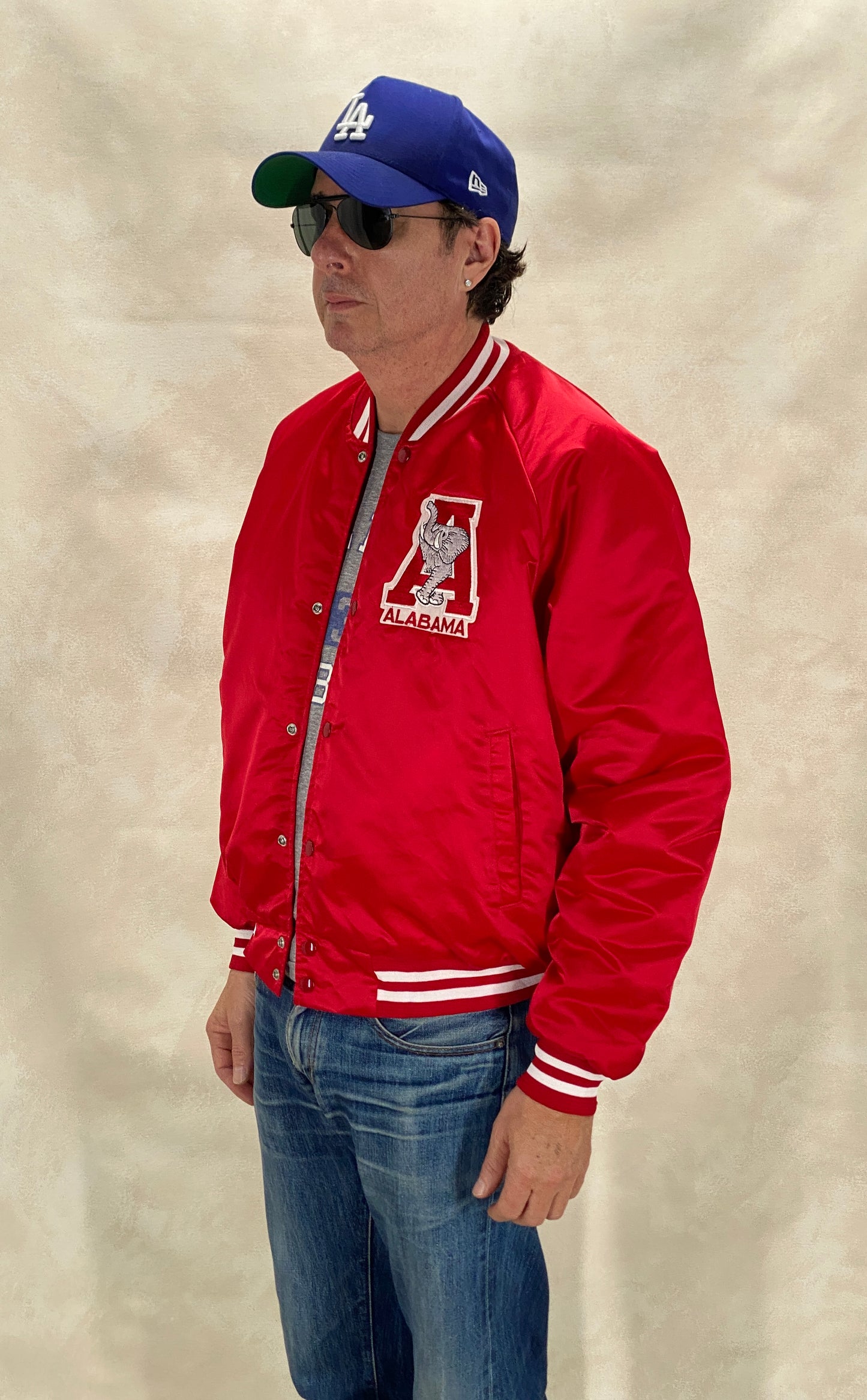 Size Large. Alabama Crimson Tide Vintage 80s Satin Varsity Jacket by Chalk Line – Made in USA - USA Vintage Bcn