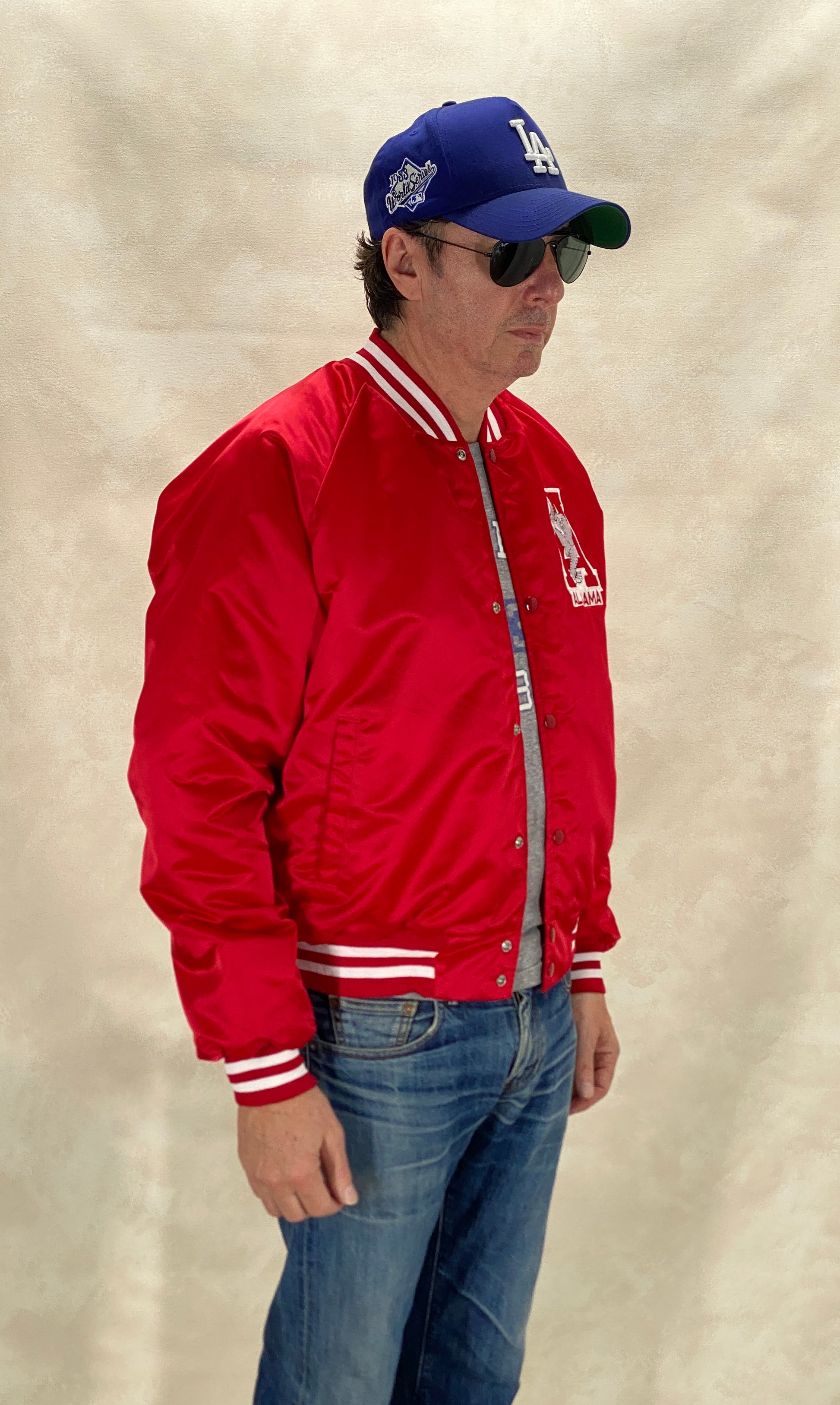 Size Large. Alabama Crimson Tide Vintage 80s Satin Varsity Jacket by Chalk Line – Made in USA - USA Vintage Bcn