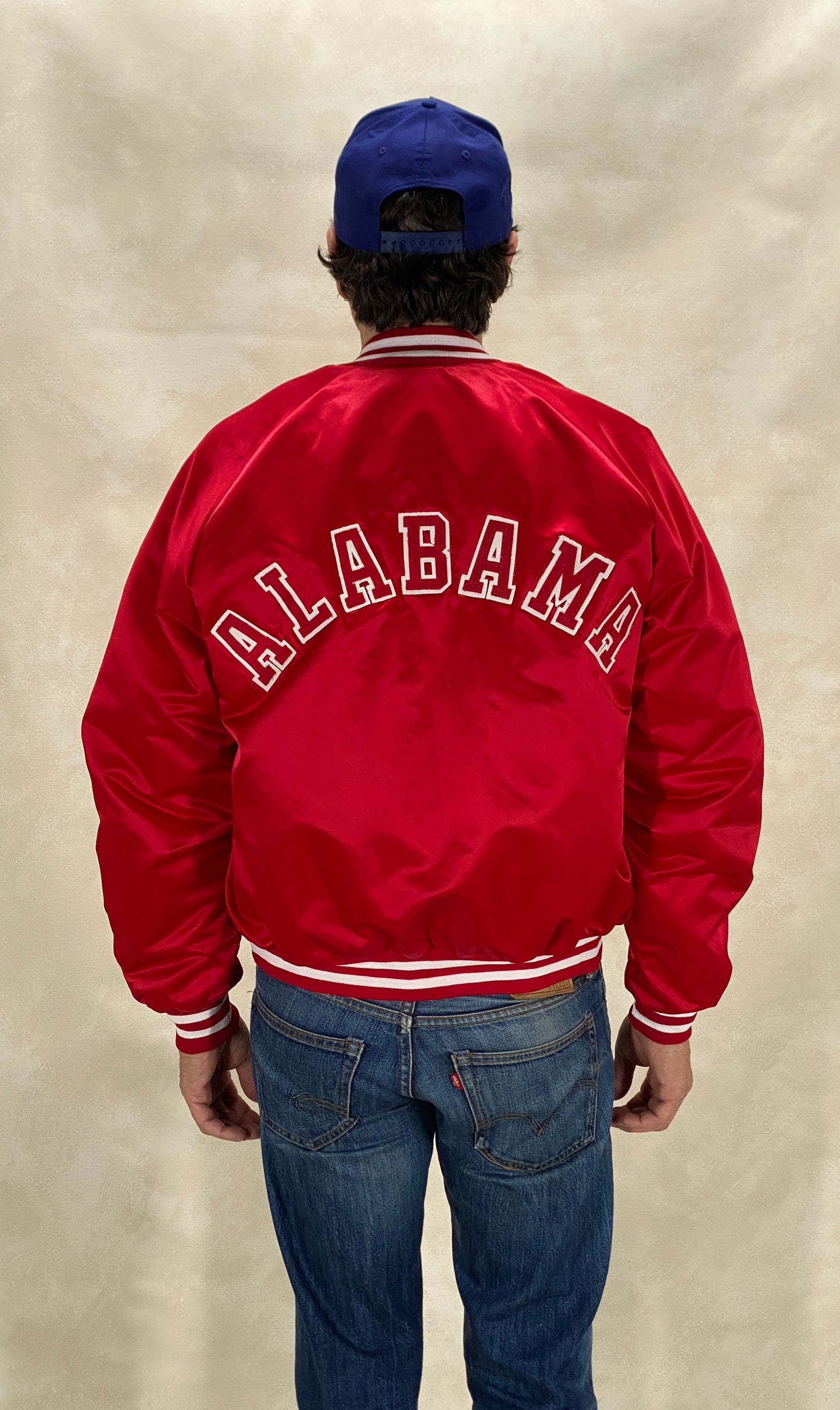 Size Large. Alabama Crimson Tide Vintage 80s Satin Varsity Jacket by Chalk Line – Made in USA - USA Vintage Bcn