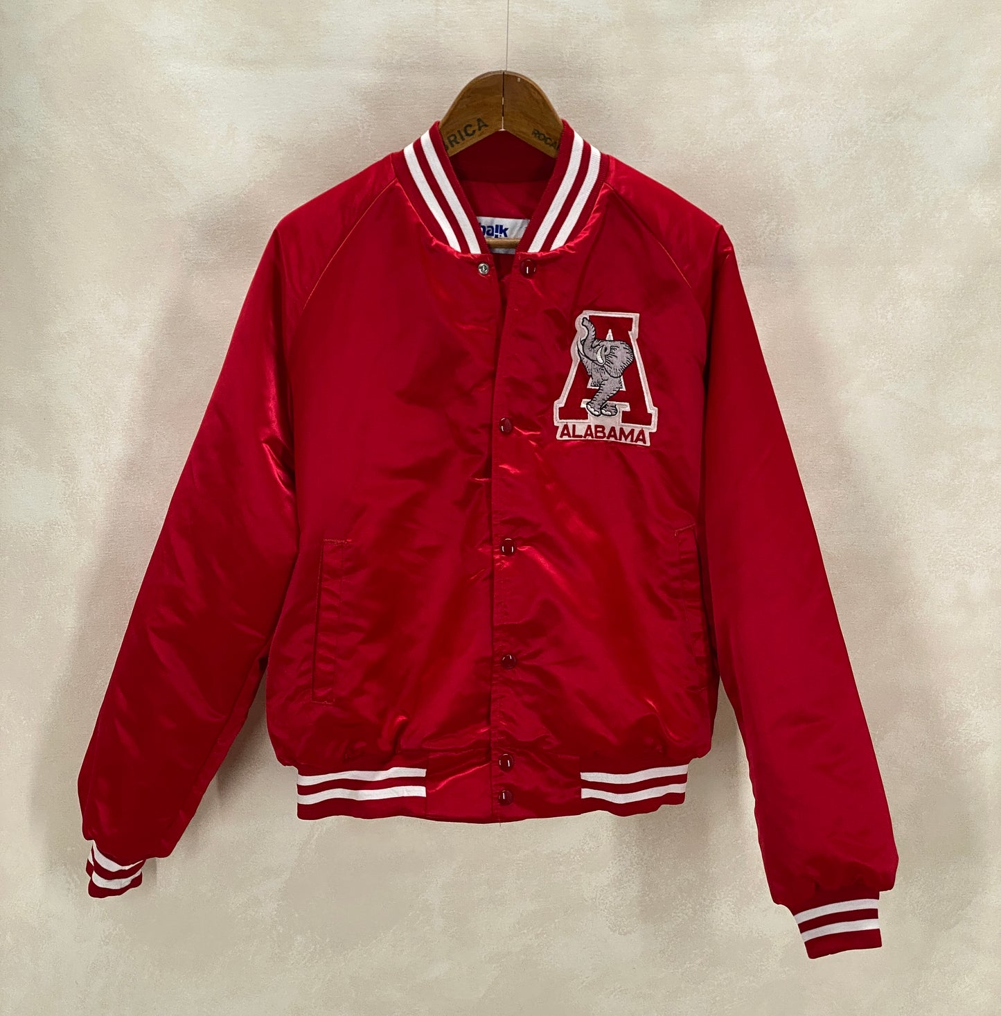 Size Large. Alabama Crimson Tide Vintage 80s Satin Varsity Jacket by Chalk Line – Made in USA - USA Vintage Bcn