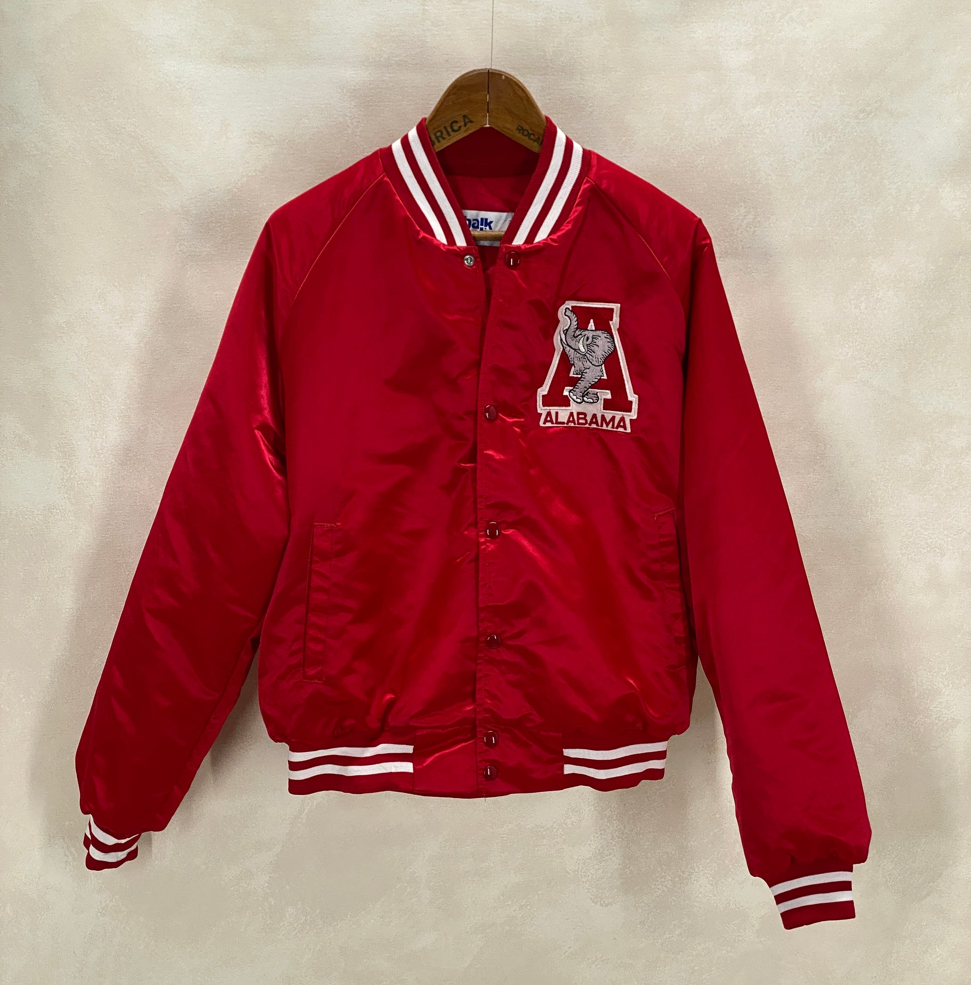 Size Large. Alabama Crimson Tide Vintage 80s Satin Varsity Jacket by Chalk Line – Made in USA - USA Vintage Bcn